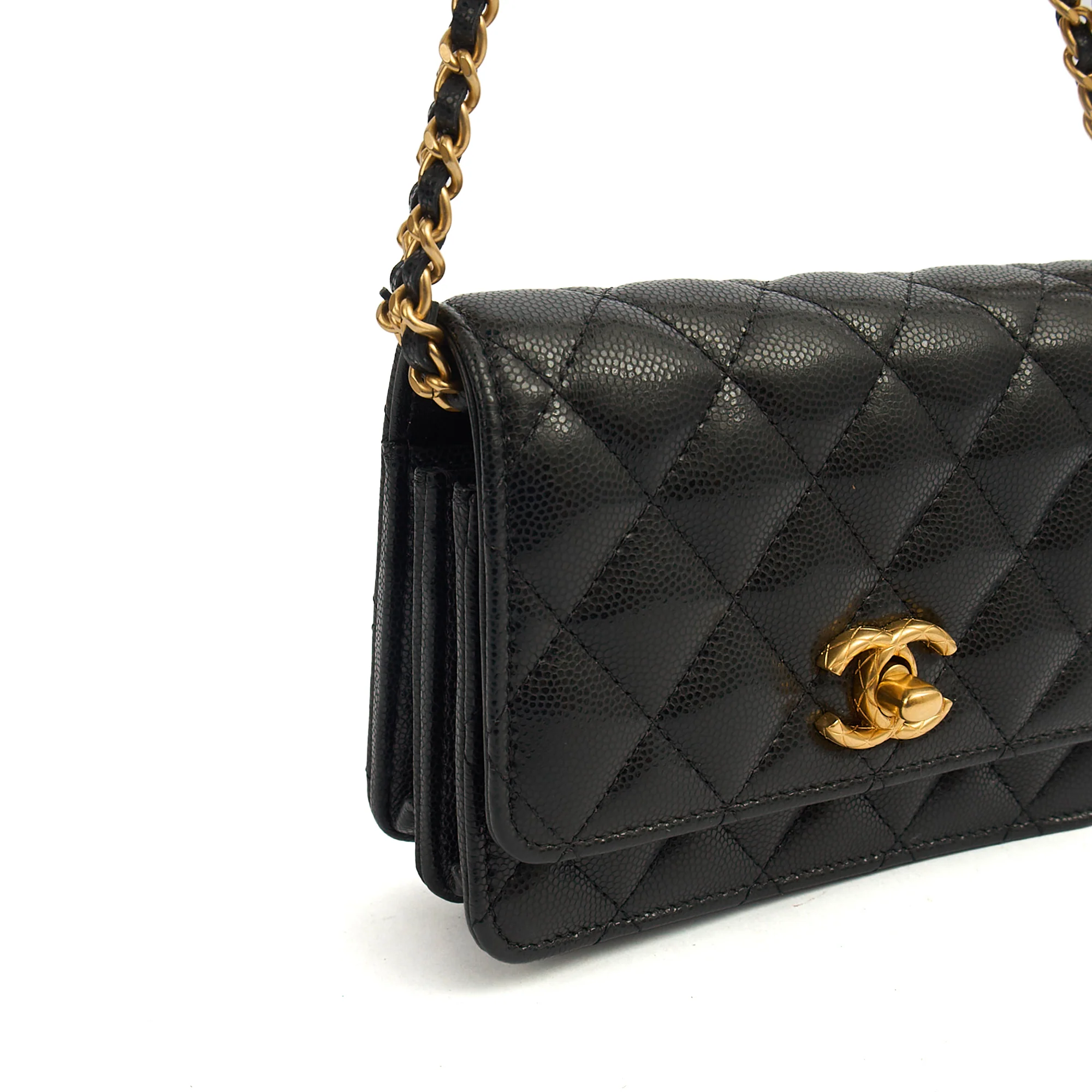 Picture of Chanel Cross Body Wallet on Chain in Black, Caviar Leather
