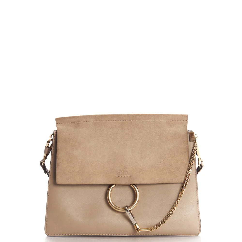 Picture of Chloe Shoulder Bag Faye Shoulder Bag in Grey, Calfskin Leather