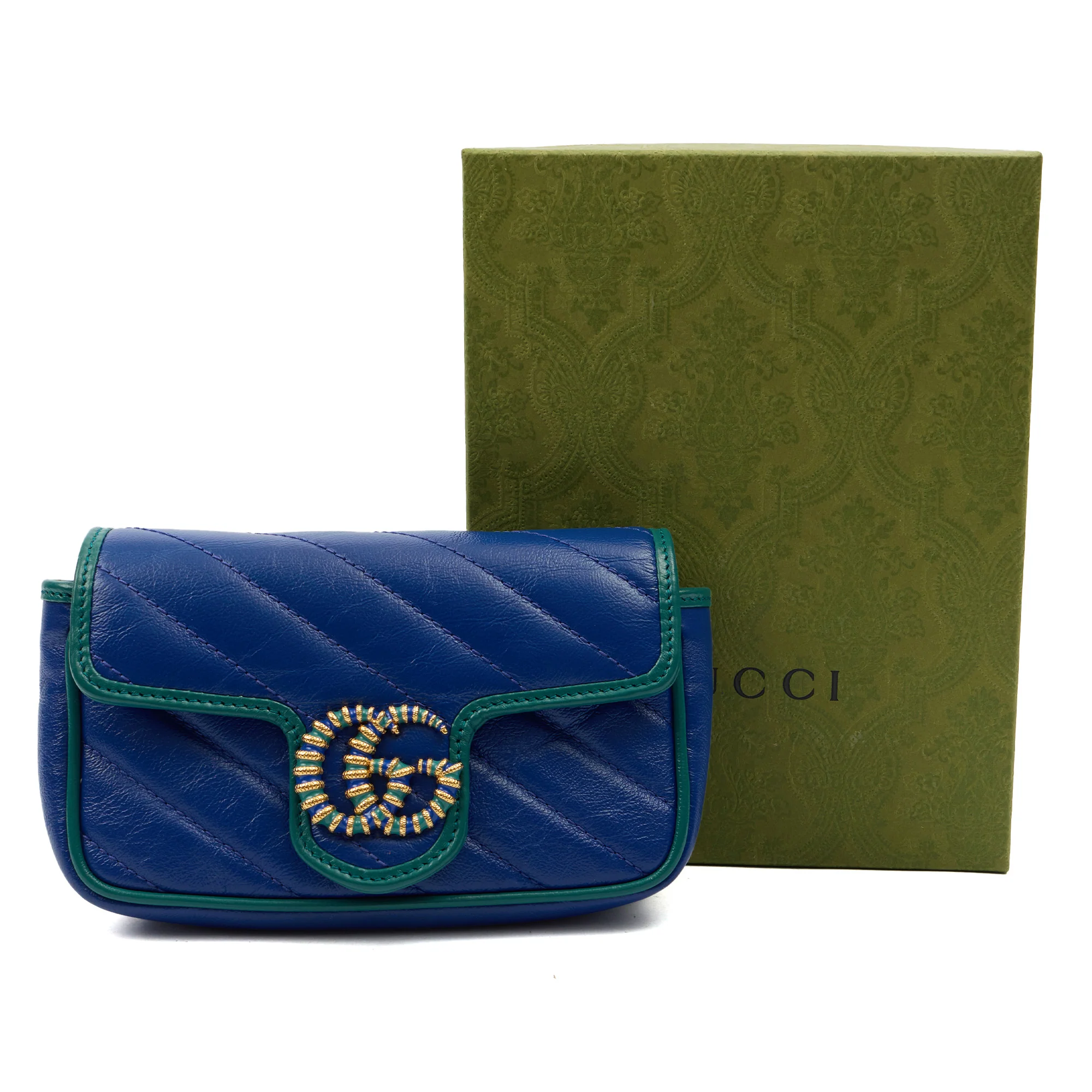 Picture of Gucci Mini Bag Marmont Shoulder Flap Bag - Super Mini in Blue, Leather