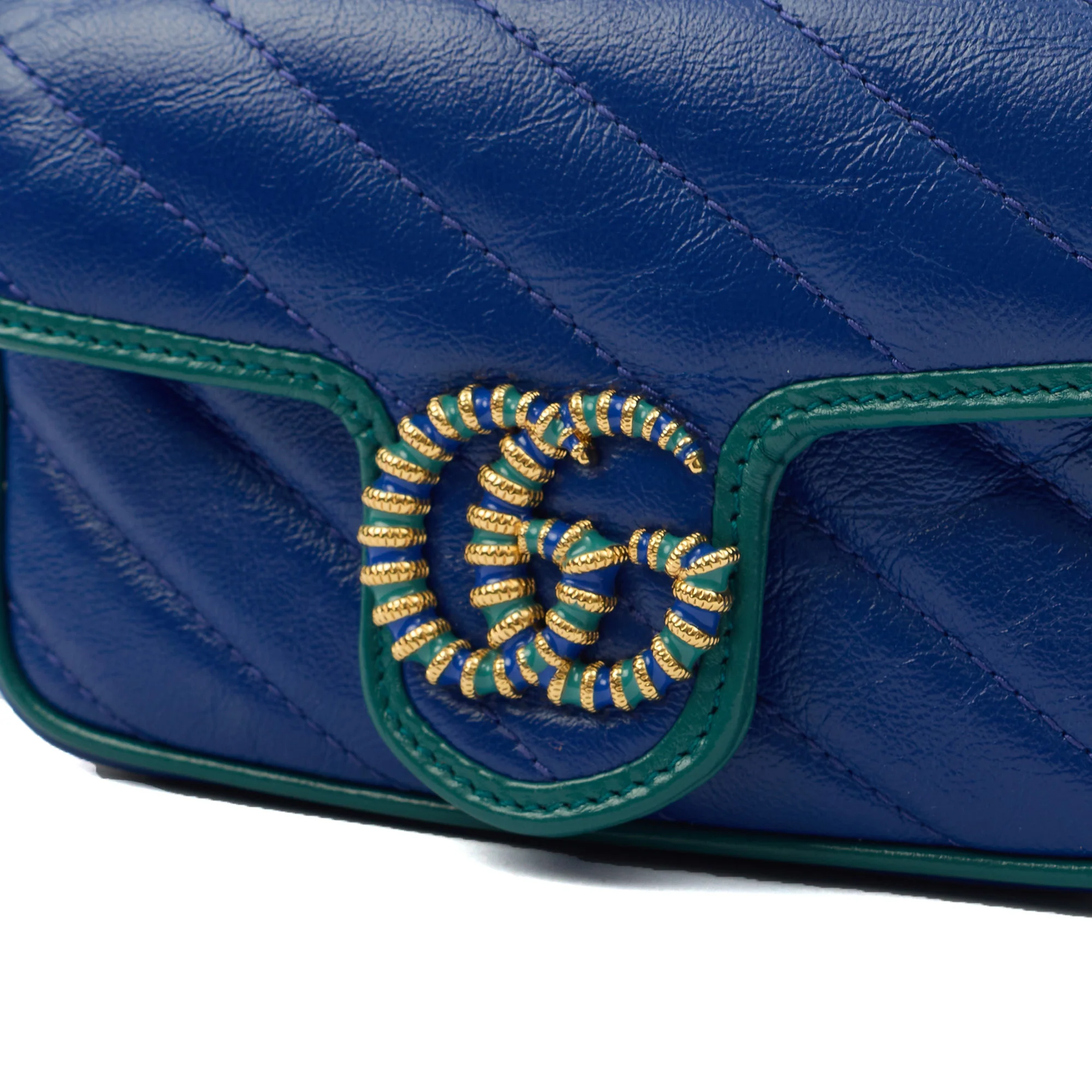 Picture of Gucci Mini Bag Marmont Shoulder Flap Bag - Super Mini in Blue, Leather
