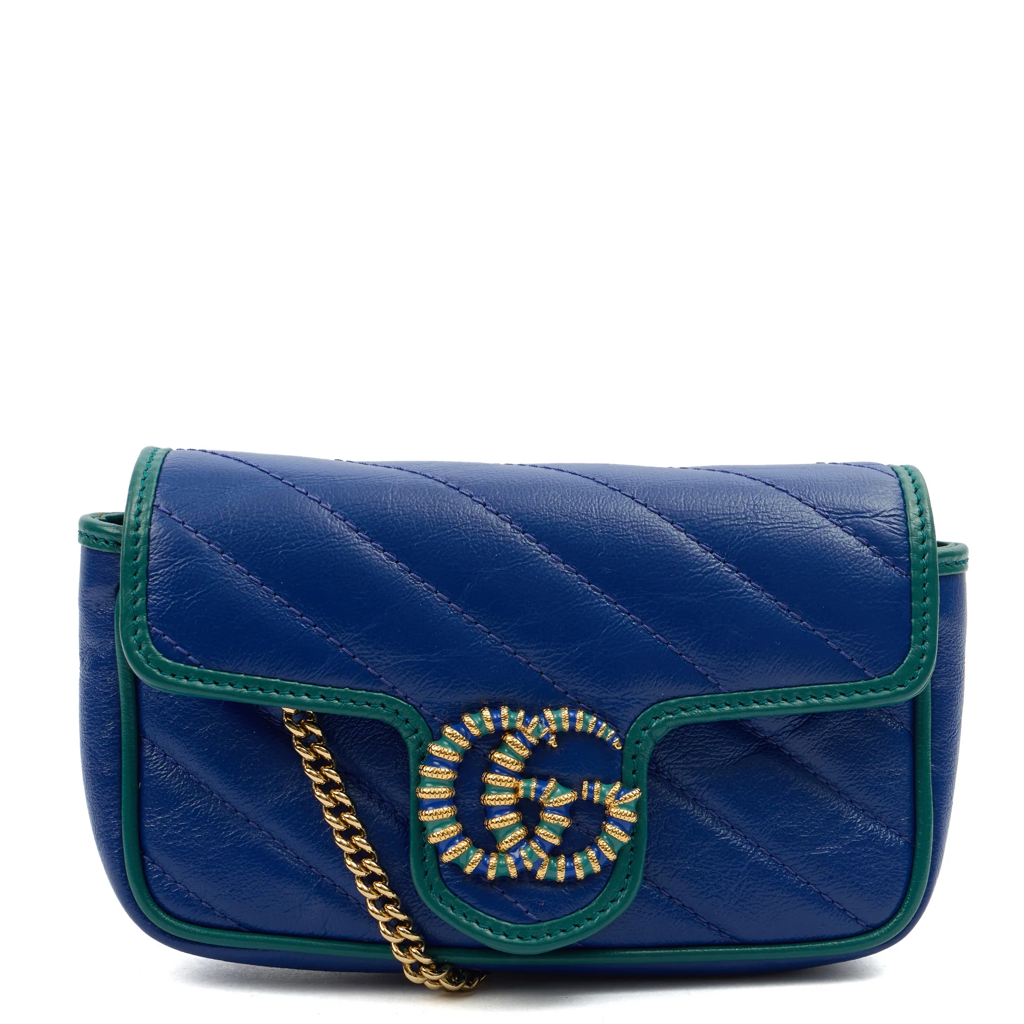 Picture of Gucci Mini Bag Marmont Shoulder Flap Bag - Super Mini in Blue, Leather