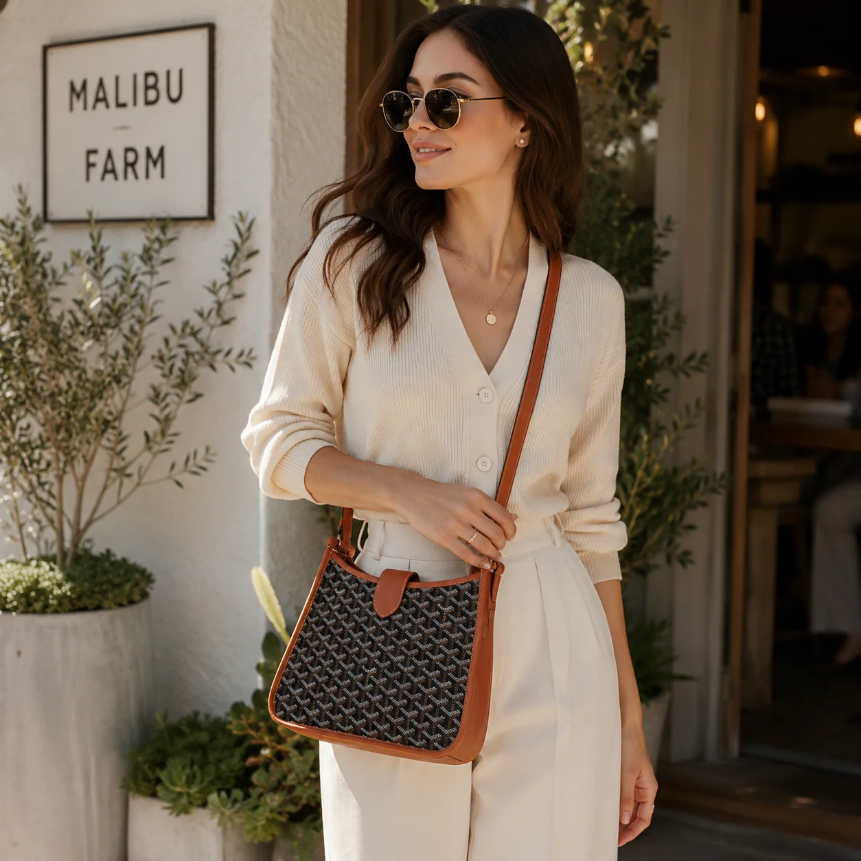 Goyard Musette Bag Black & Tan lifestyle