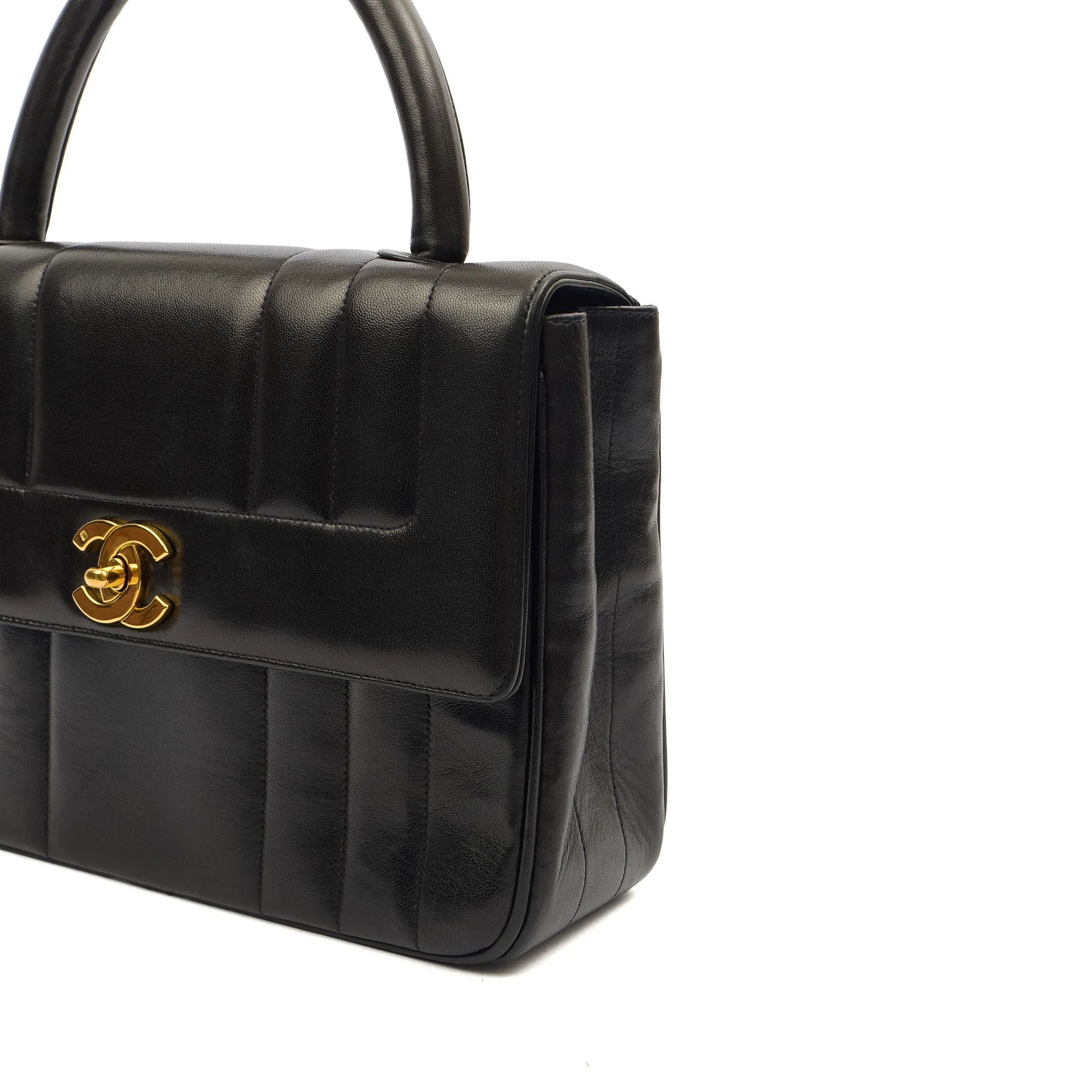 Picture of Chanel Top Handle Flap Bag With Top Handle in Black, Lambskin Leather