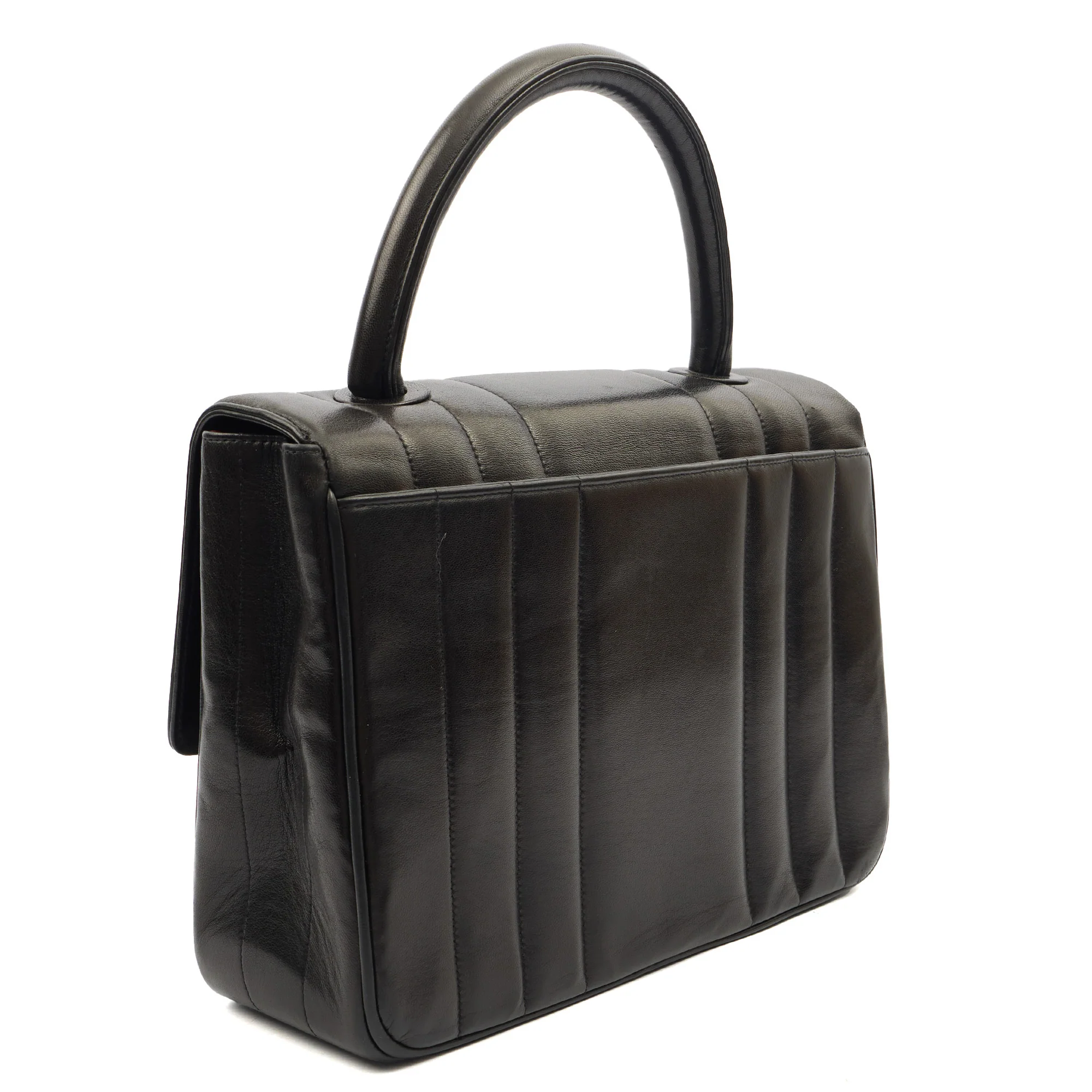 Picture of Chanel Top Handle Flap Bag With Top Handle in Black, Lambskin Leather