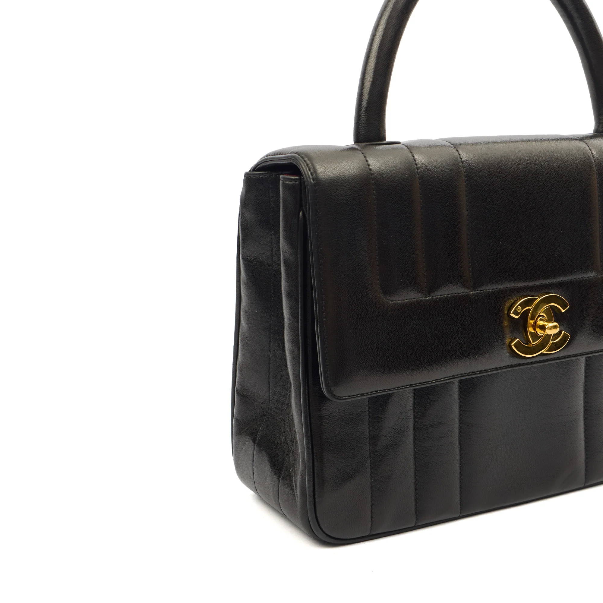 Picture of Chanel Top Handle Flap Bag With Top Handle in Black, Lambskin Leather