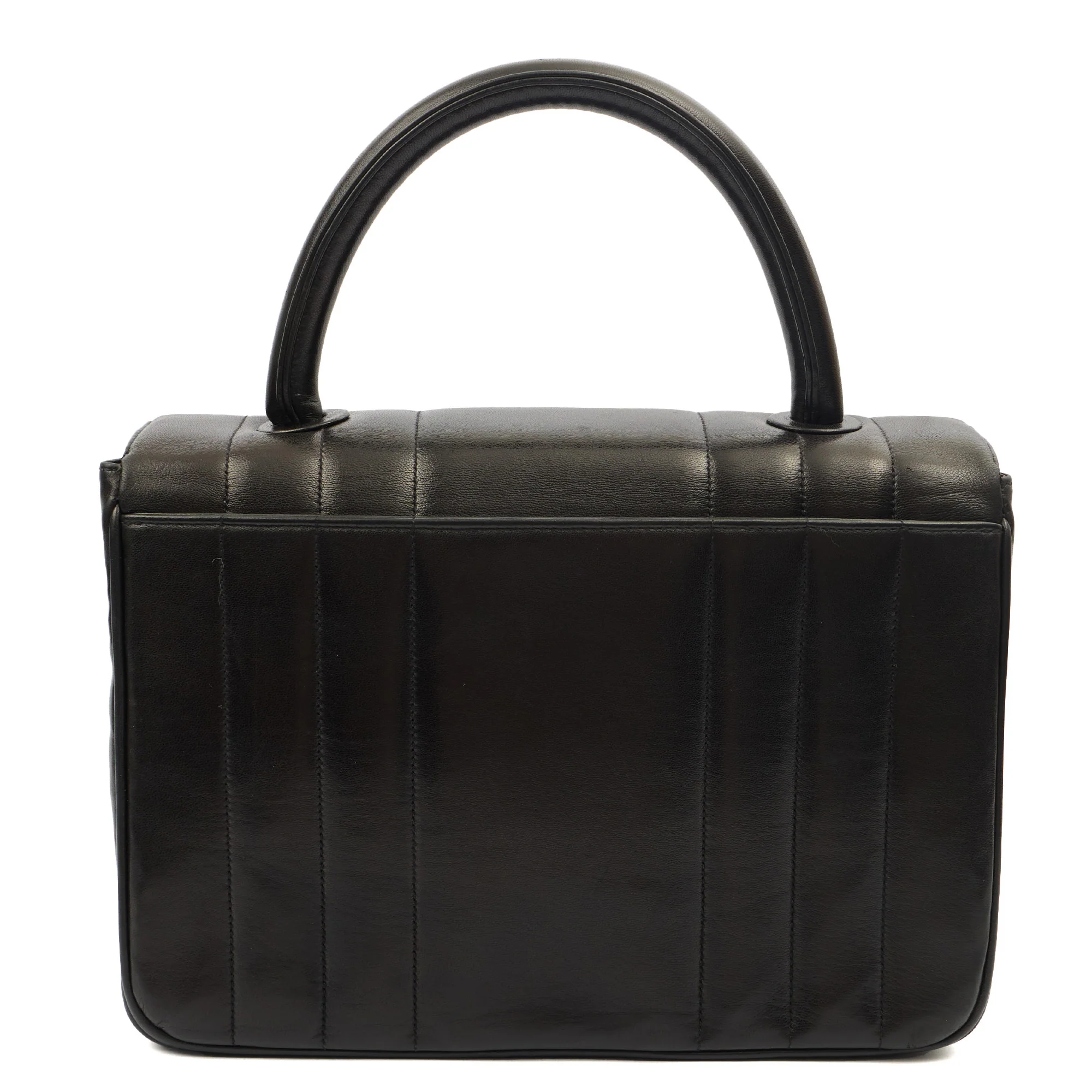 Picture of Chanel Top Handle Flap Bag With Top Handle in Black, Lambskin Leather