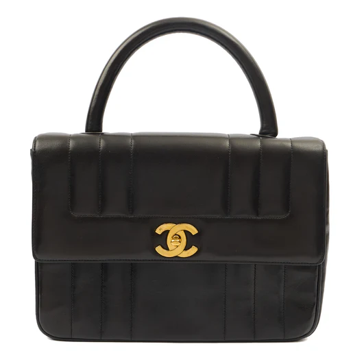 Picture of Chanel Top Handle Flap Bag With Top Handle in Black, Lambskin Leather