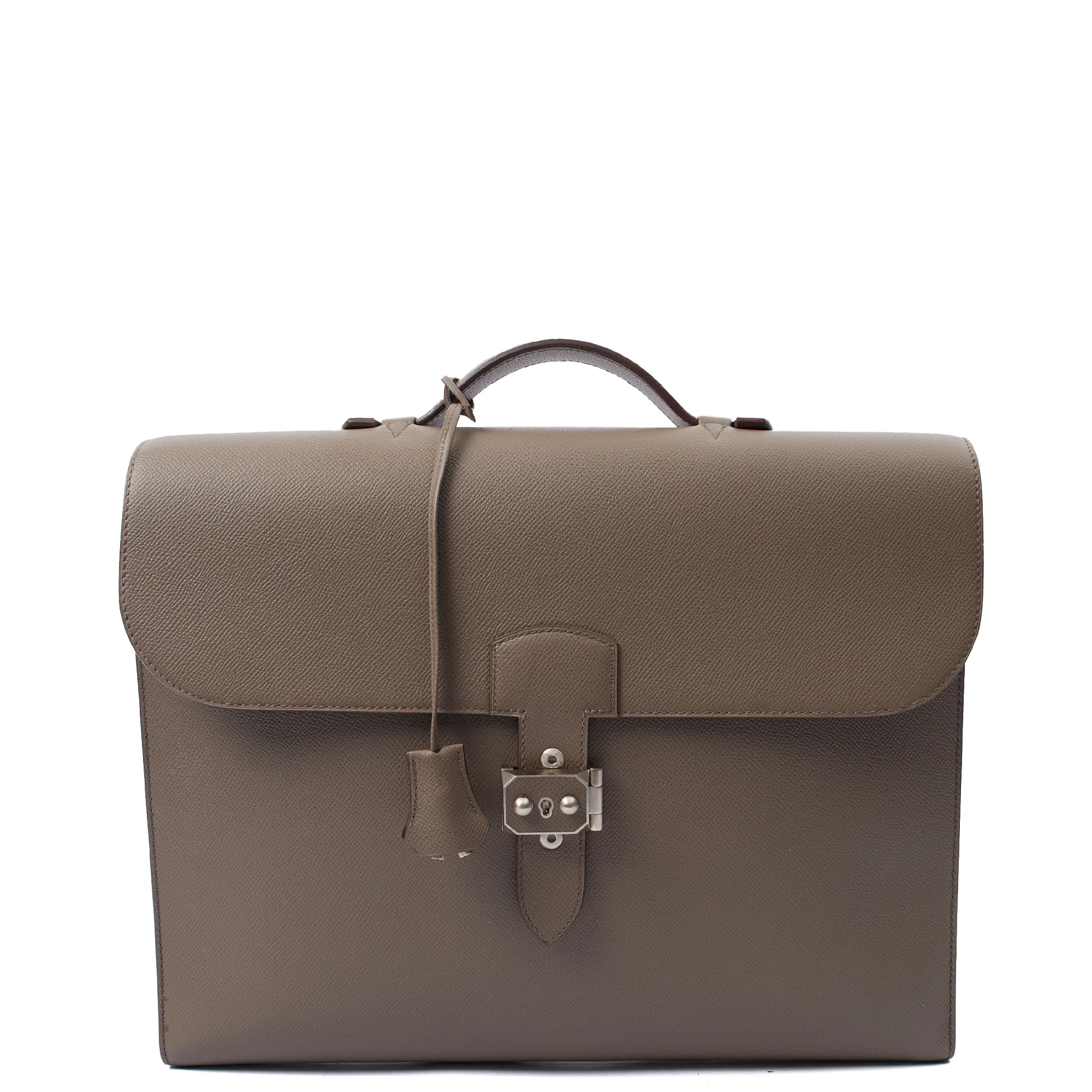 Picture of Hermes Tote Sac a Depeches Briefcase in Etain, Epsom Leather