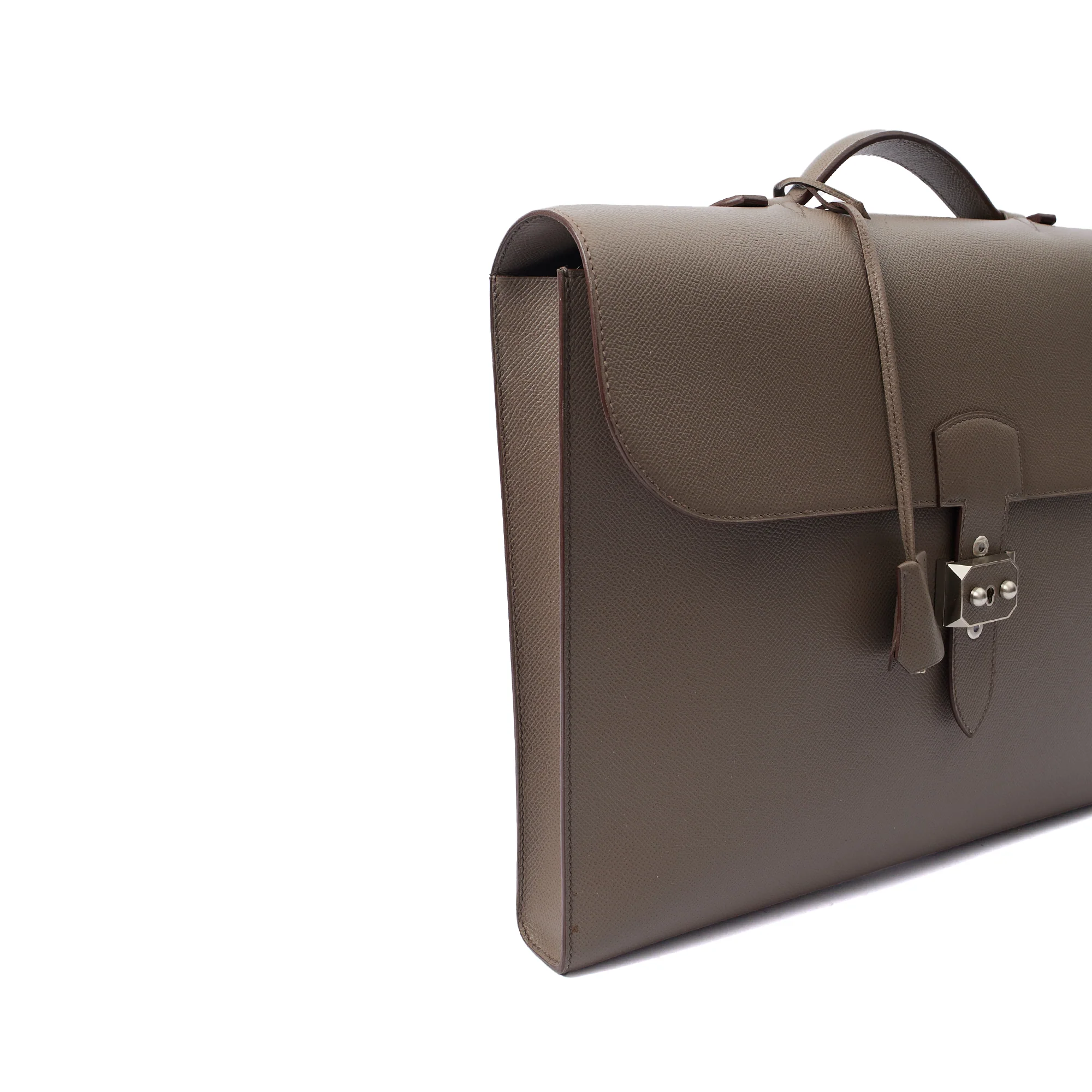 Picture of Hermes Tote Sac a Depeches Briefcase in Etain, Epsom Leather