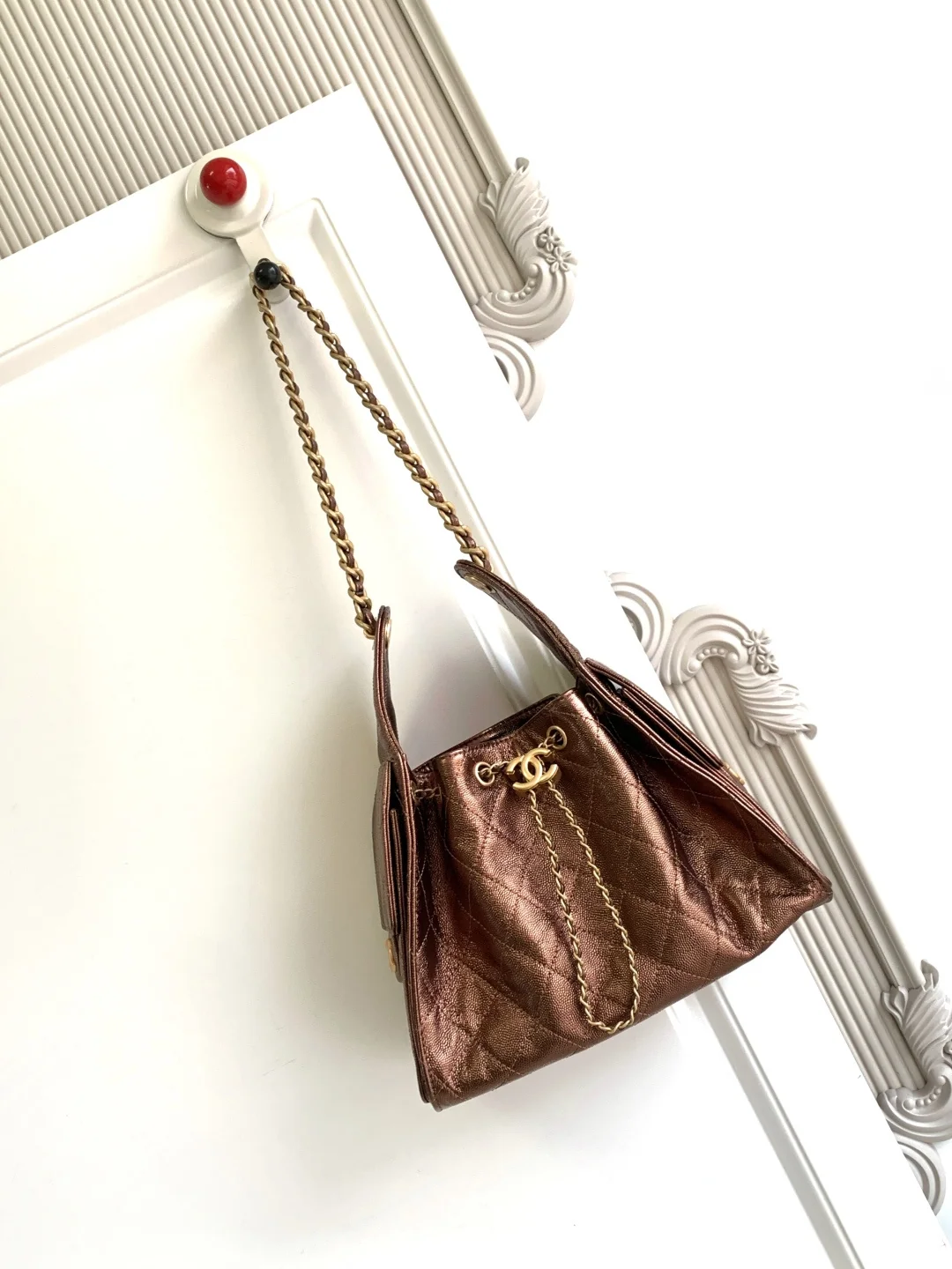 Chanel 25 Small Hobo AS5311 in Bronze Calfskin