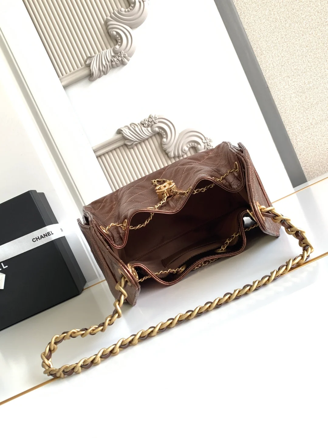 Chanel 25 Small Hobo AS5311 in Bronze Calfskin