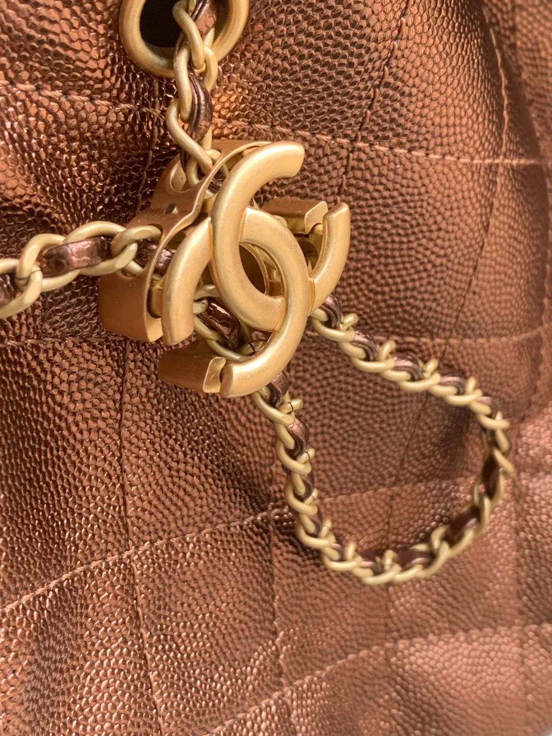 Chanel 25 Small Hobo AS5311 in Bronze Calfskin