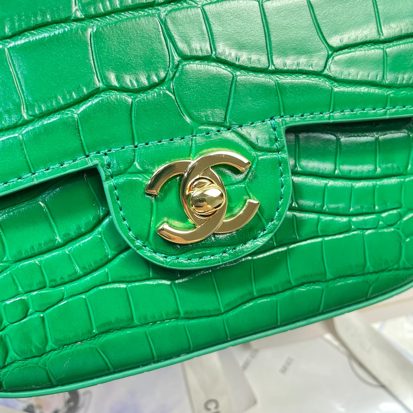 Chanel AS6424 Mini Top Handle Flap Bag in Green