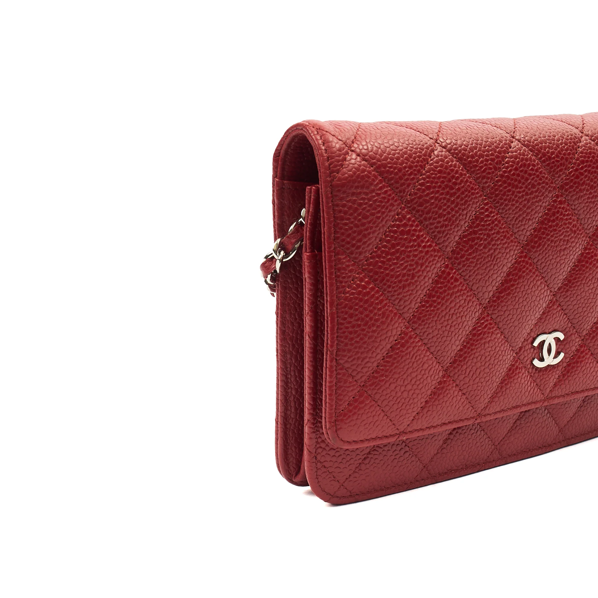 Picture of Chanel Cross Body Wallet on Chain in Red, Caviar Leather