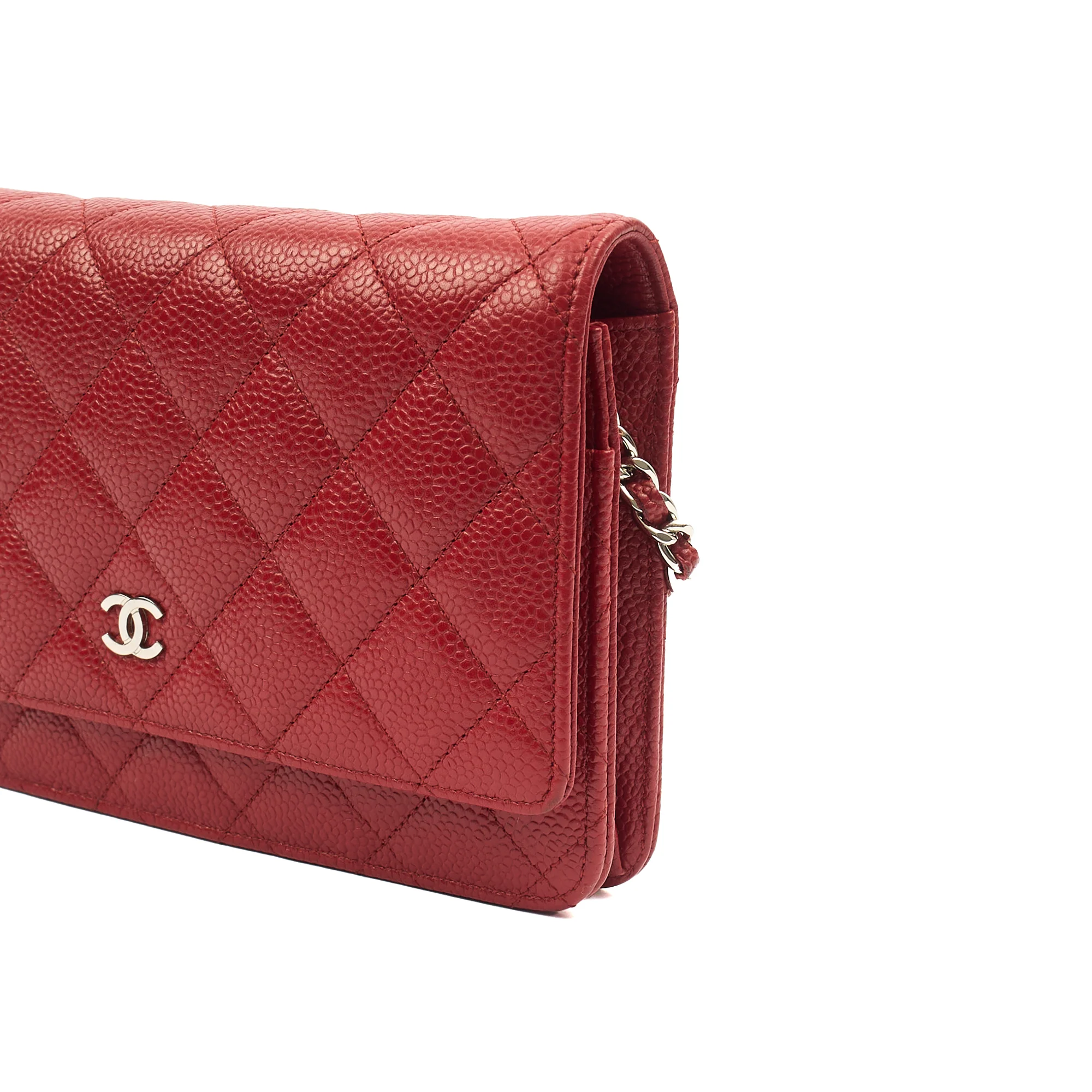 Picture of Chanel Cross Body Wallet on Chain in Red, Caviar Leather