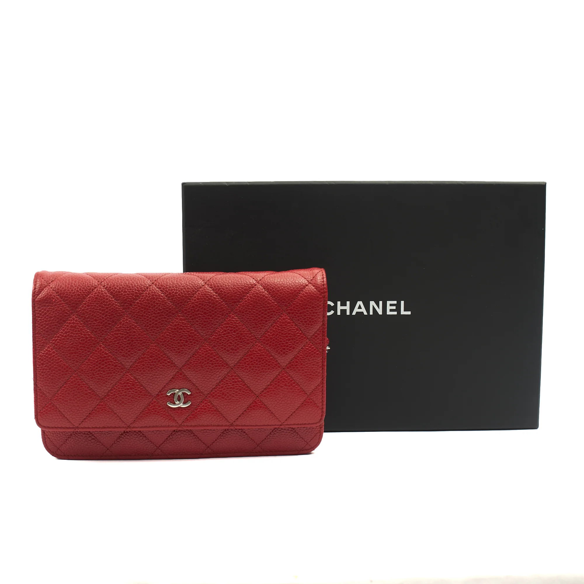 Picture of Chanel Cross Body Wallet on Chain in Red, Caviar Leather
