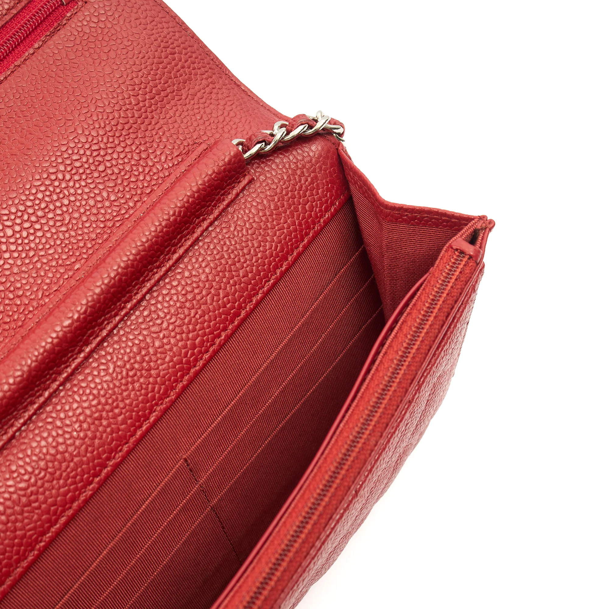 Picture of Chanel Cross Body Wallet on Chain in Red, Caviar Leather