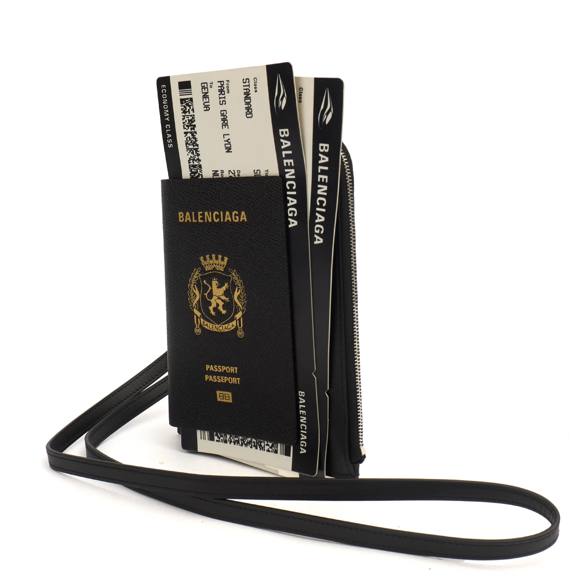 Picture of Balenciaga Bag Charm Zip Wallet in Black, Leather