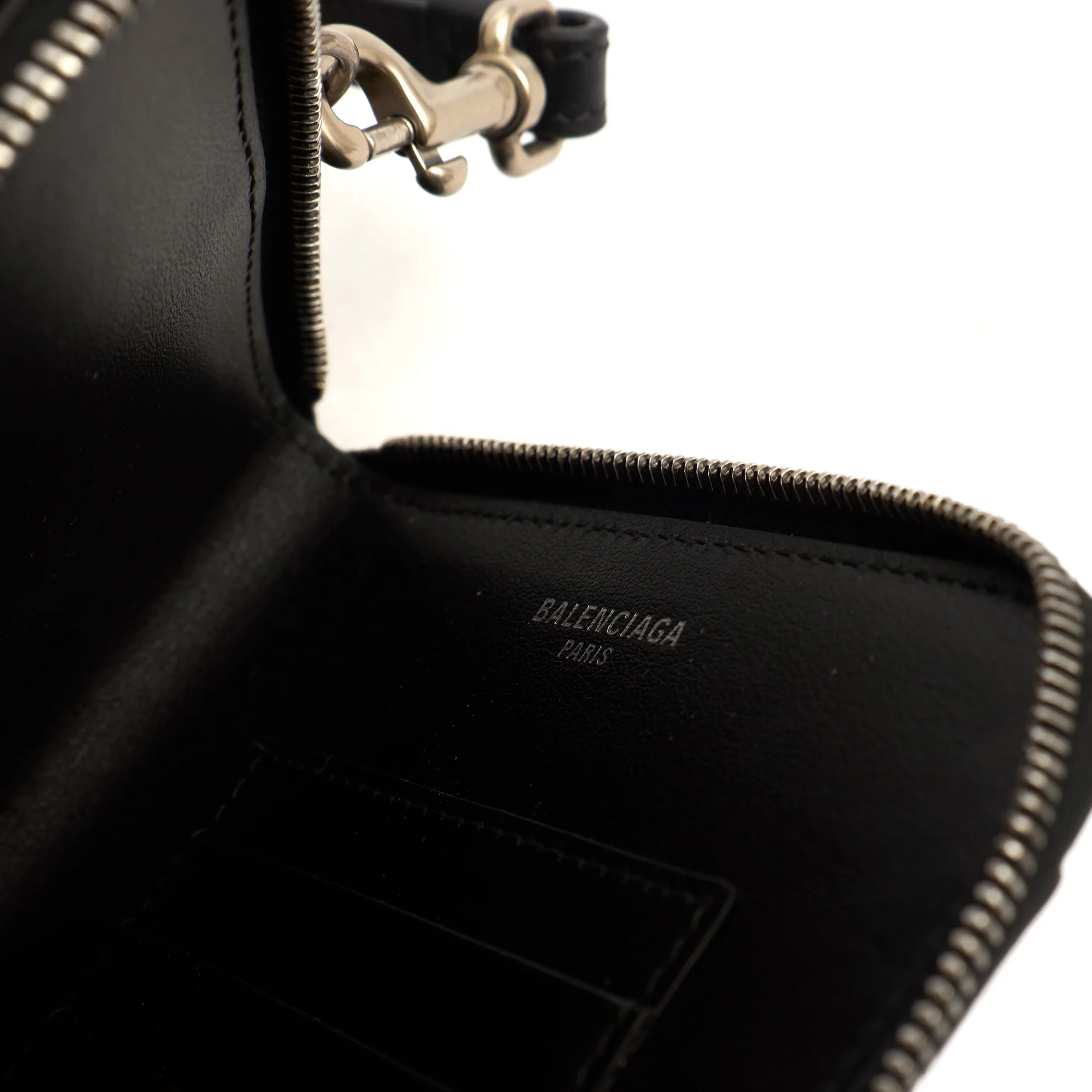 Picture of Balenciaga Bag Charm Zip Wallet in Black, Leather