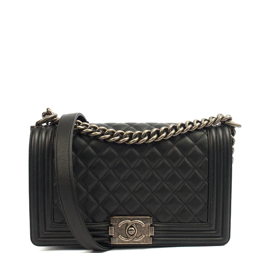 Picture of Chanel Cross Body Boy - Medium in Black, Calfskin Leather