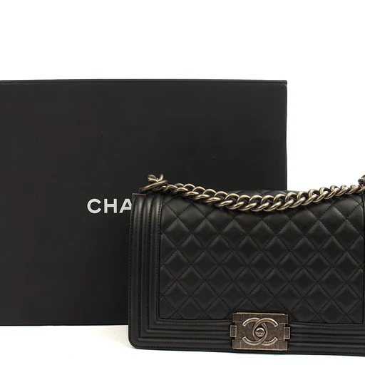 Picture of Chanel Cross Body Boy - Medium in Black, Calfskin Leather
