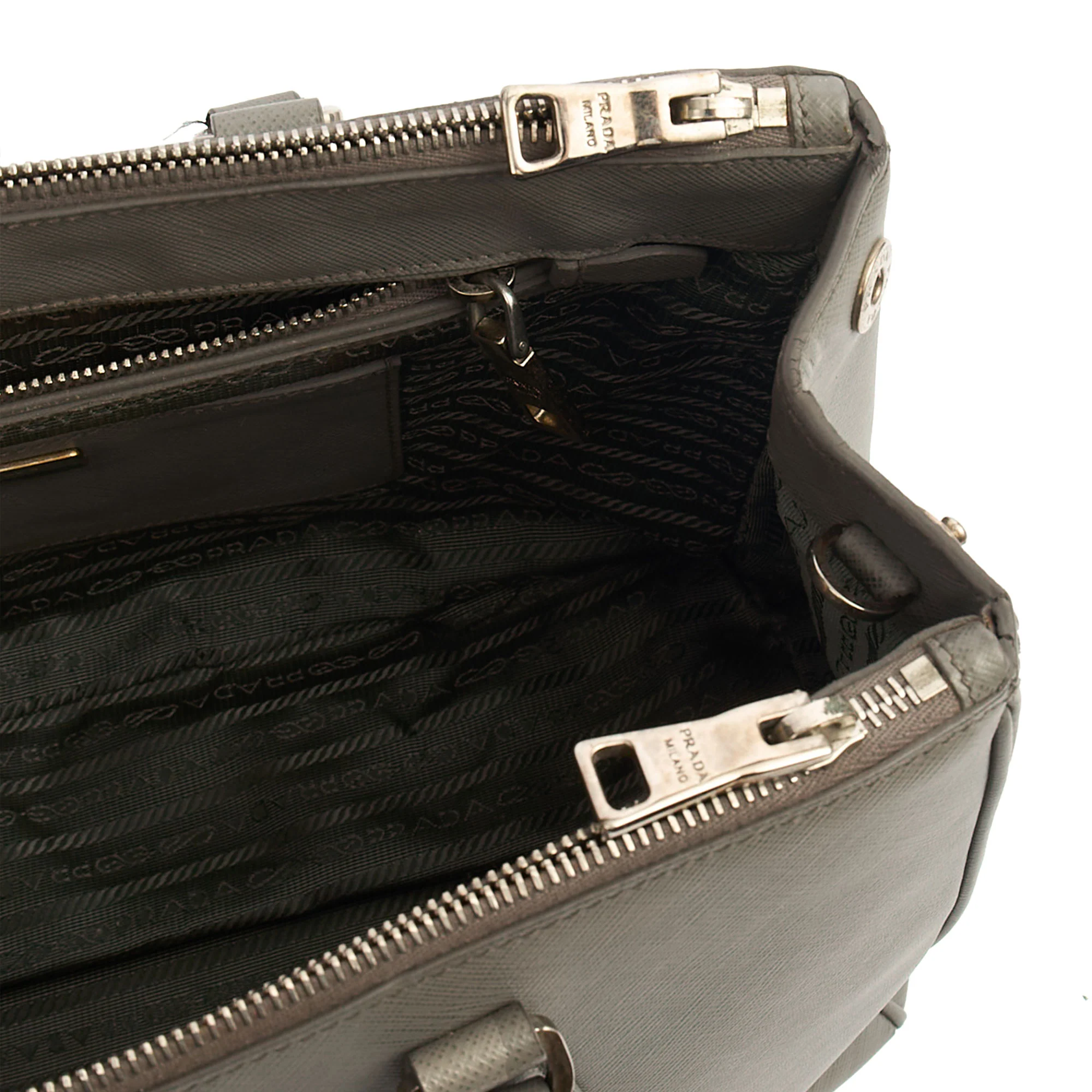 Picture of Prada Tote Galleria - Medium Double Zip Tote in Grey, Saffiano Leather