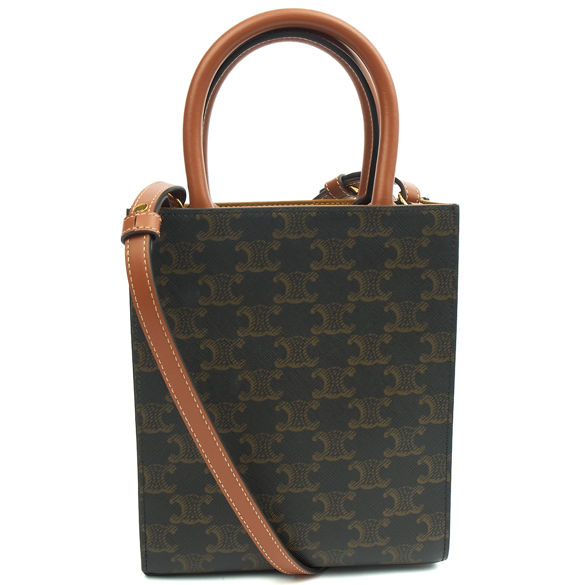 Picture of Celine Cross Body Vertical Cabas Tote in Brown, Leather