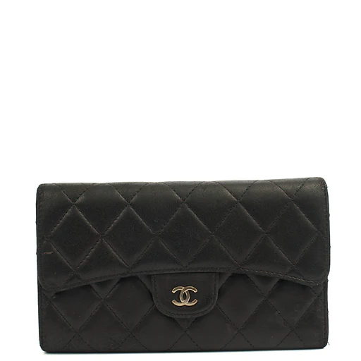 Picture of Chanel Purse Classic Long Flap Wallet in Black, Lambskin Leather