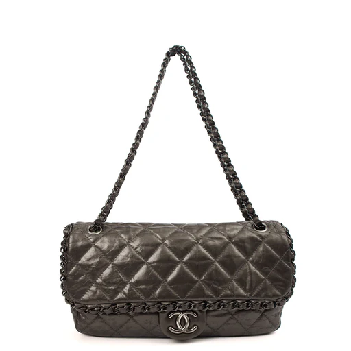 Picture of Chanel Shoulder Bag Flap Bag in Metallic, Calfskin Leather