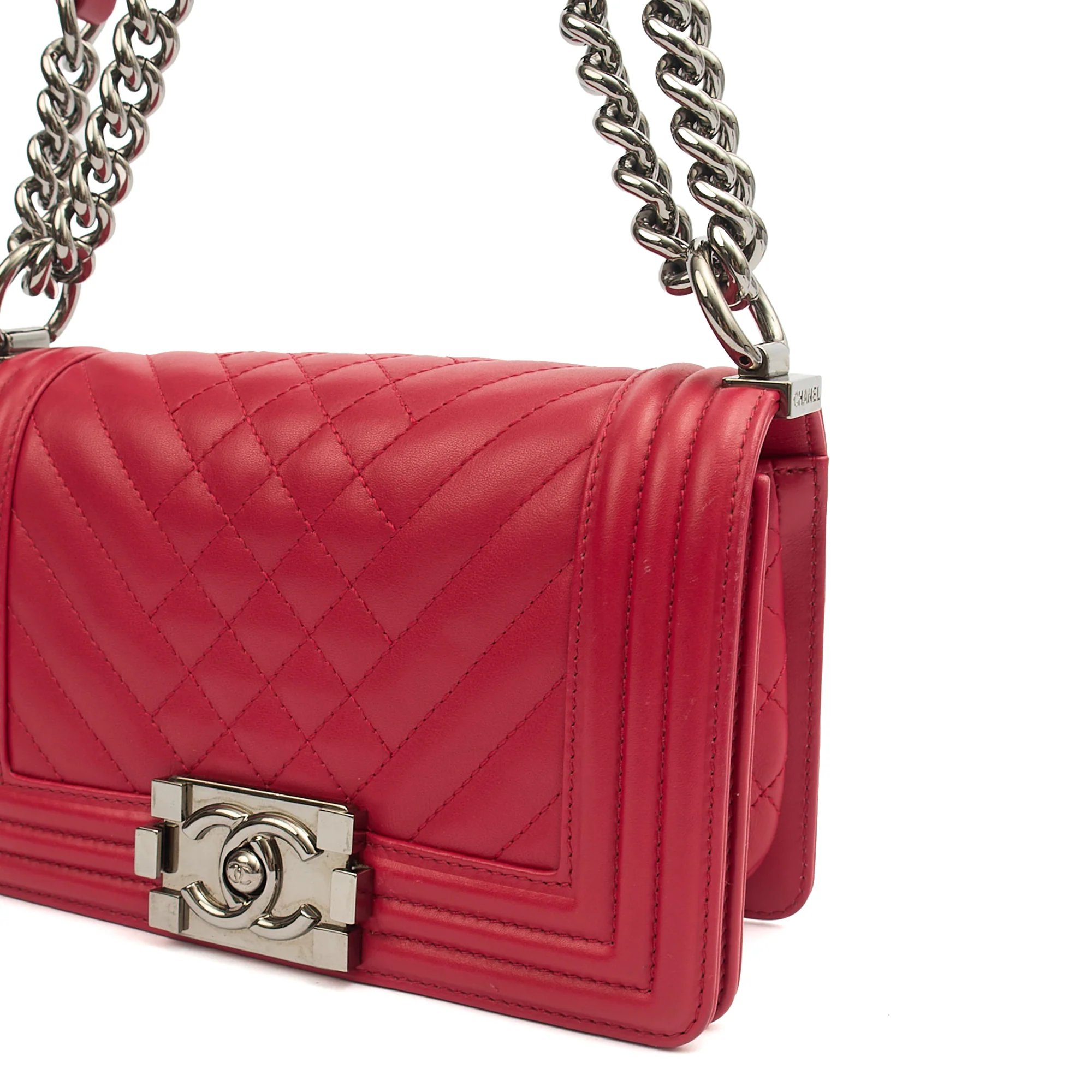 Picture of Chanel Shoulder Bag Boy - Small in Pink, Calfskin Leather
