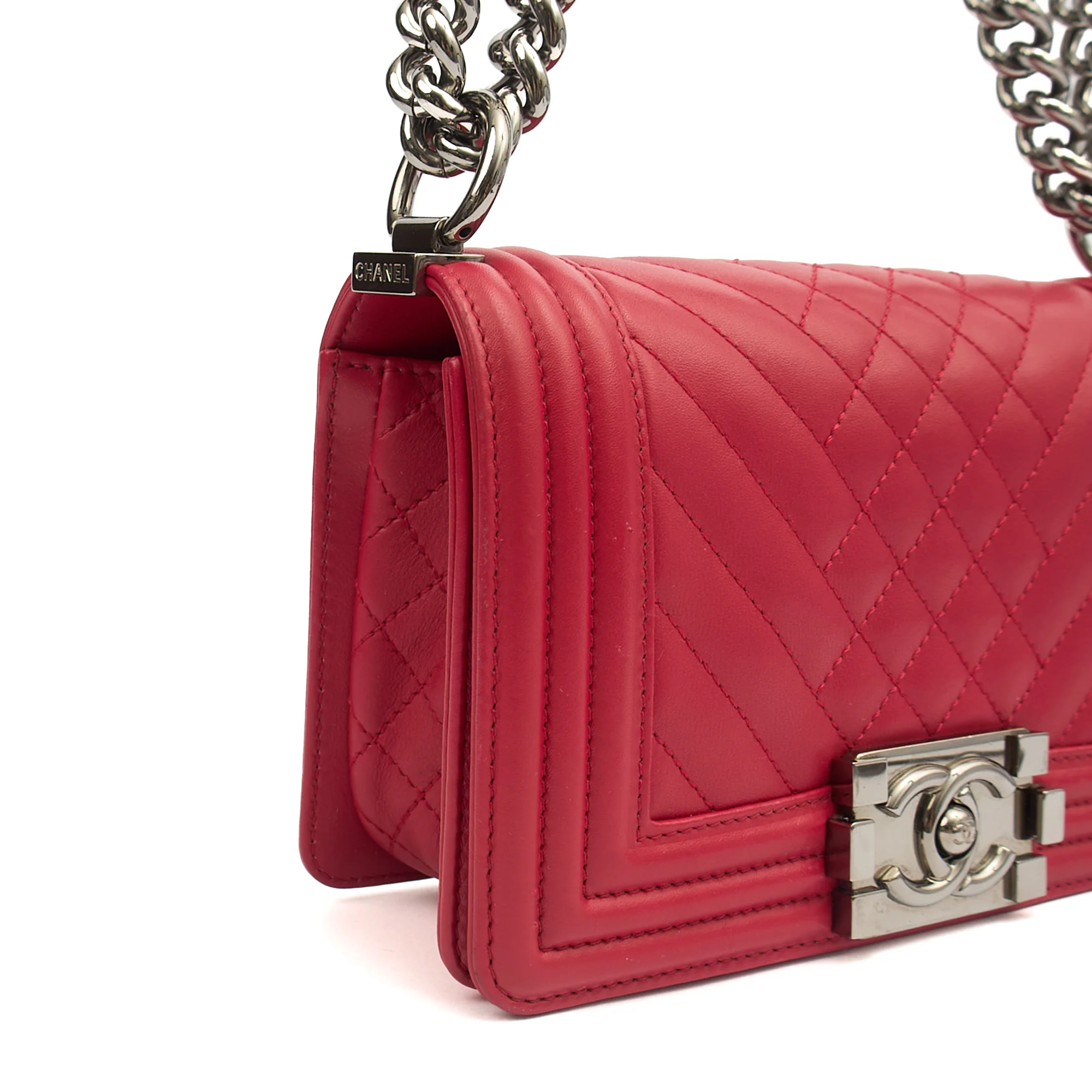 Picture of Chanel Shoulder Bag Boy - Small in Pink, Calfskin Leather
