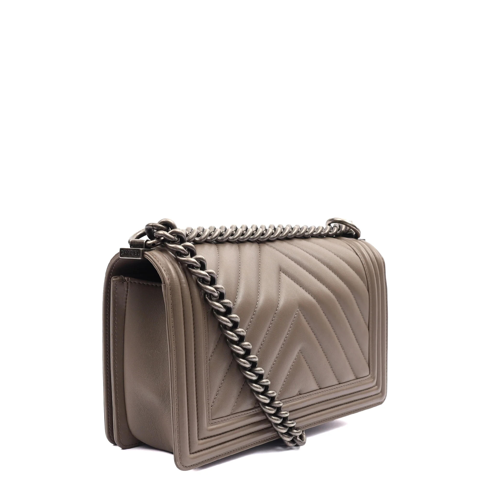 Picture of Chanel Shoulder Bag Boy - Medium in Grey, Calfskin Leather