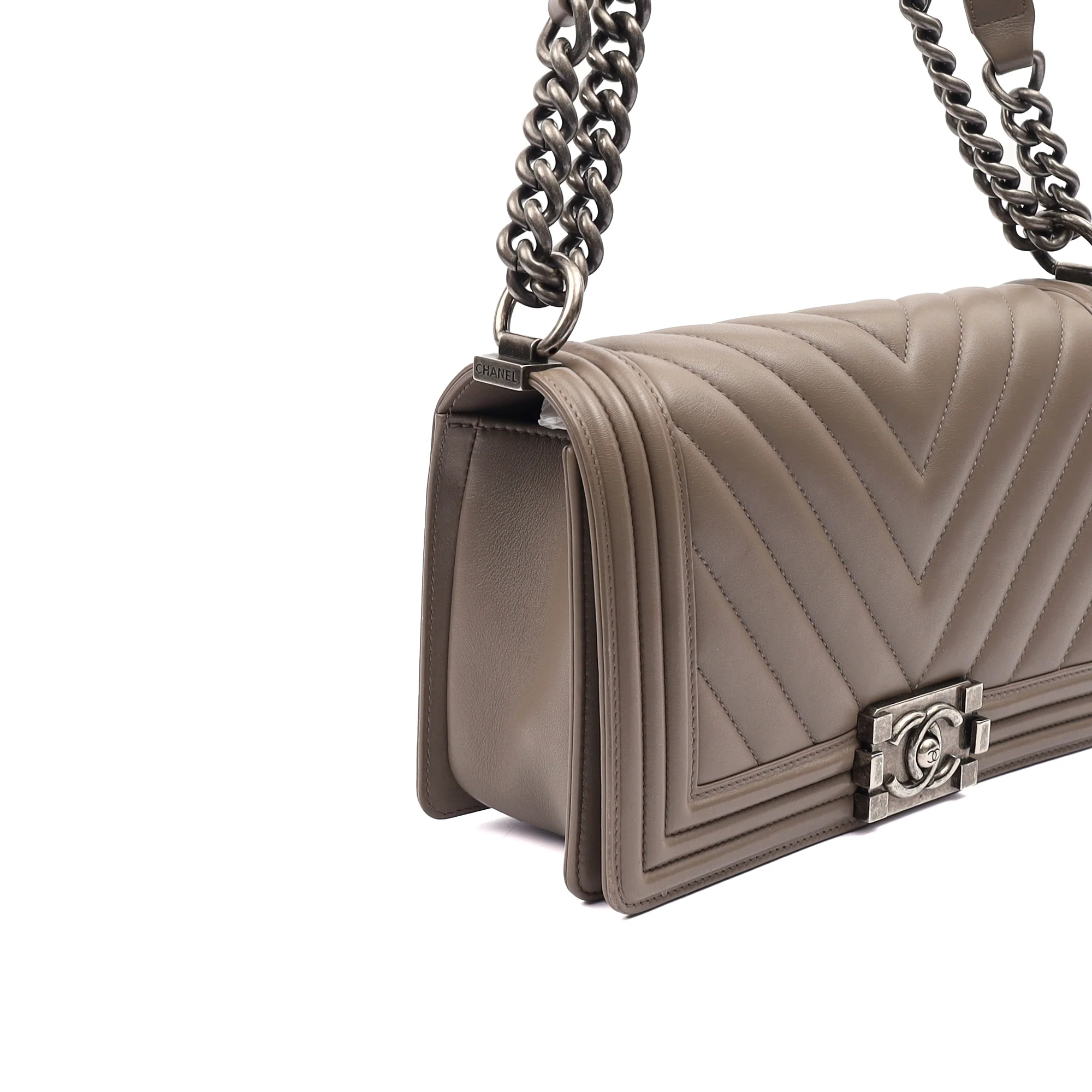 Picture of Chanel Shoulder Bag Boy - Medium in Grey, Calfskin Leather