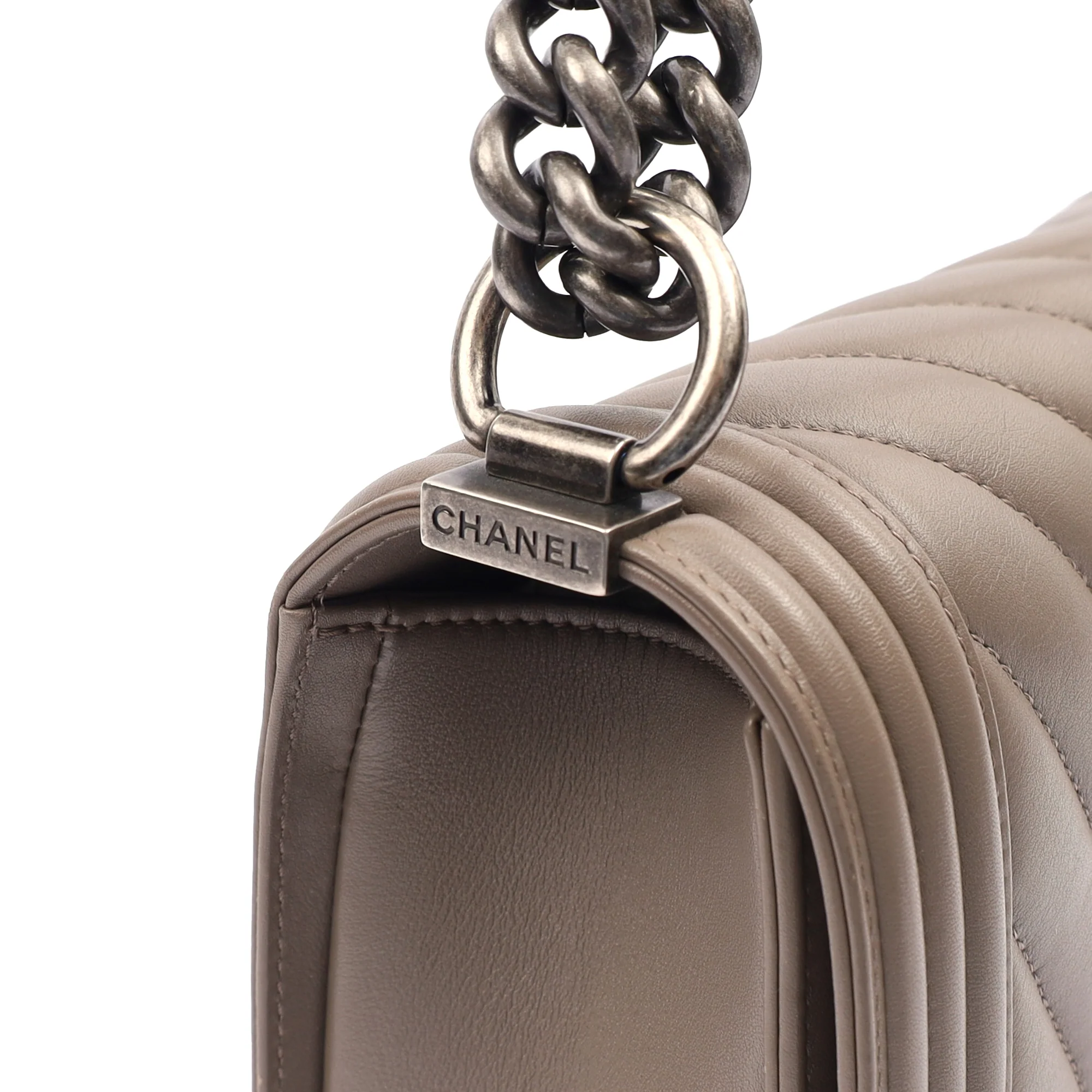 Picture of Chanel Shoulder Bag Boy - Medium in Grey, Calfskin Leather