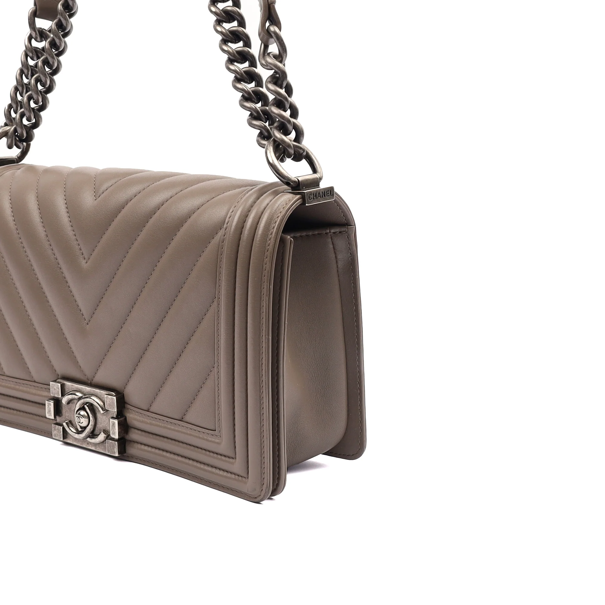 Picture of Chanel Shoulder Bag Boy - Medium in Grey, Calfskin Leather