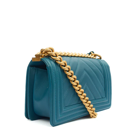 Picture of Chanel Shoulder Bag Boy - Small in Blue, Calfskin Leather