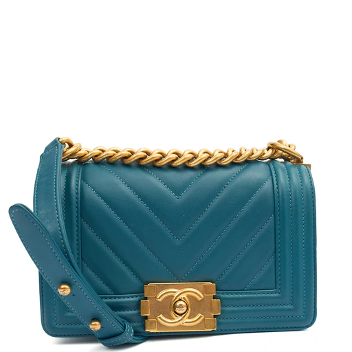 Picture of Chanel Shoulder Bag Boy - Small in Blue, Calfskin Leather