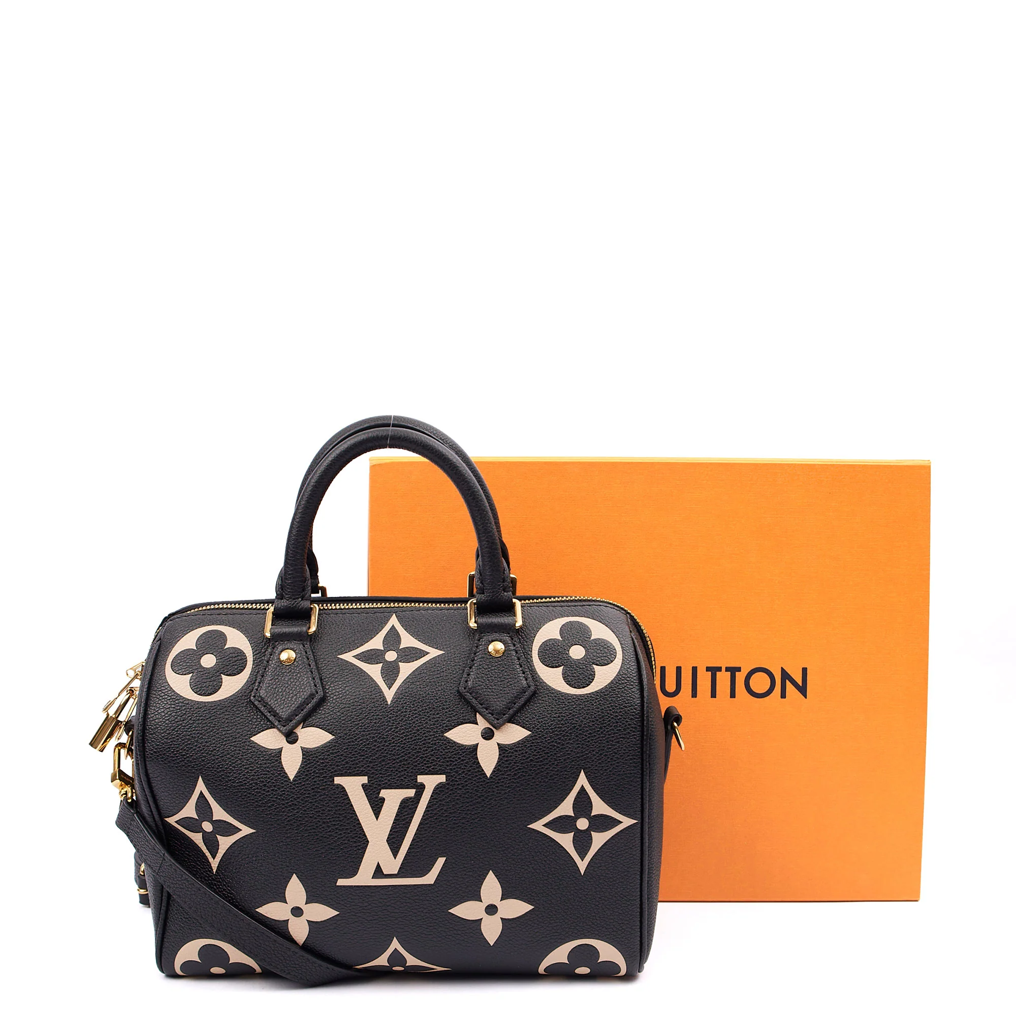 Picture of Louis Vuitton Top Handle Speedy Bandouliere 25 in Black, Empreinte Leather