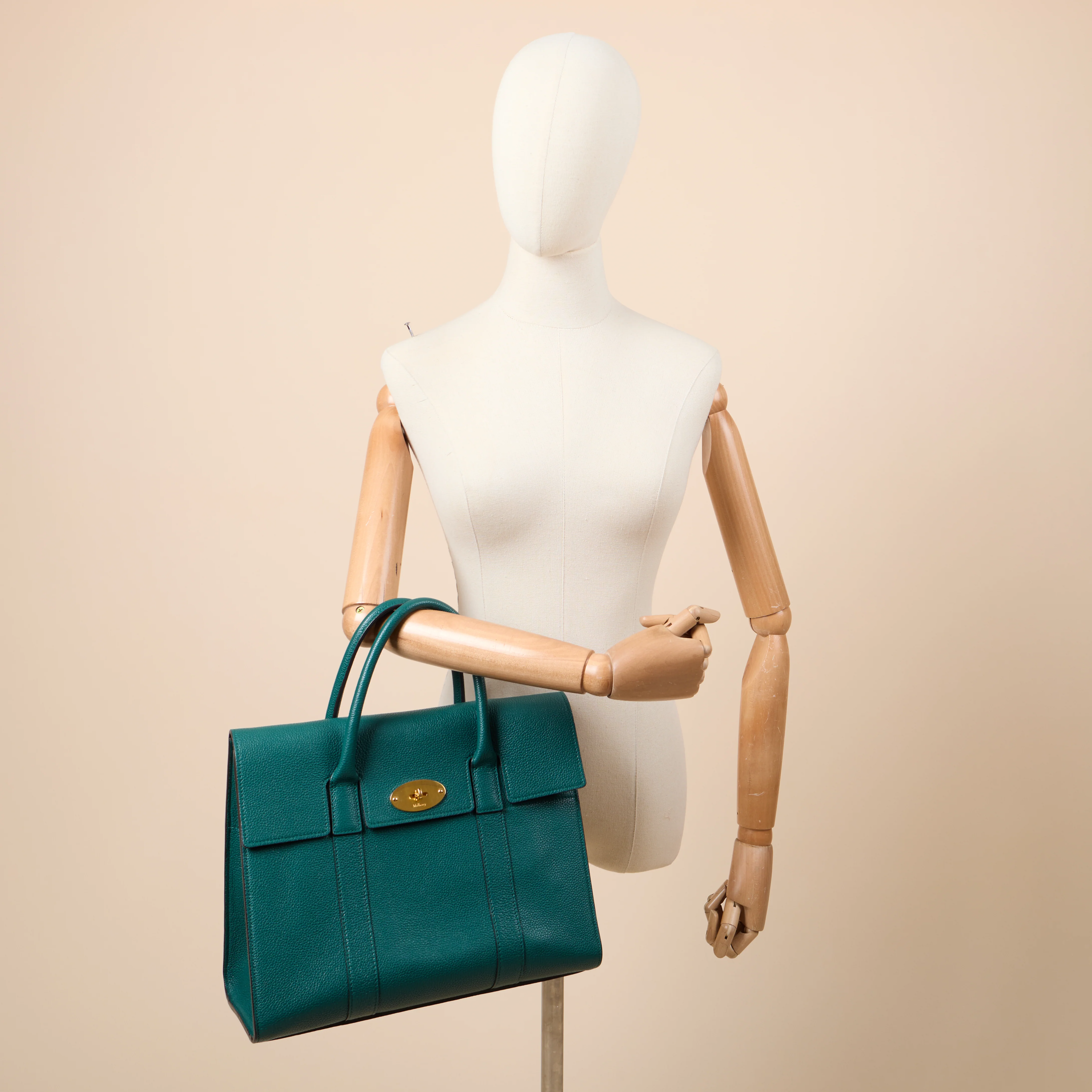Mulberry Tote Bayswater with Strap in Ocean Green, Calfskin Leather