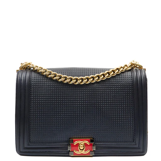 Picture of Chanel Shoulder Bag Boy - New Medium in Blue, Leather