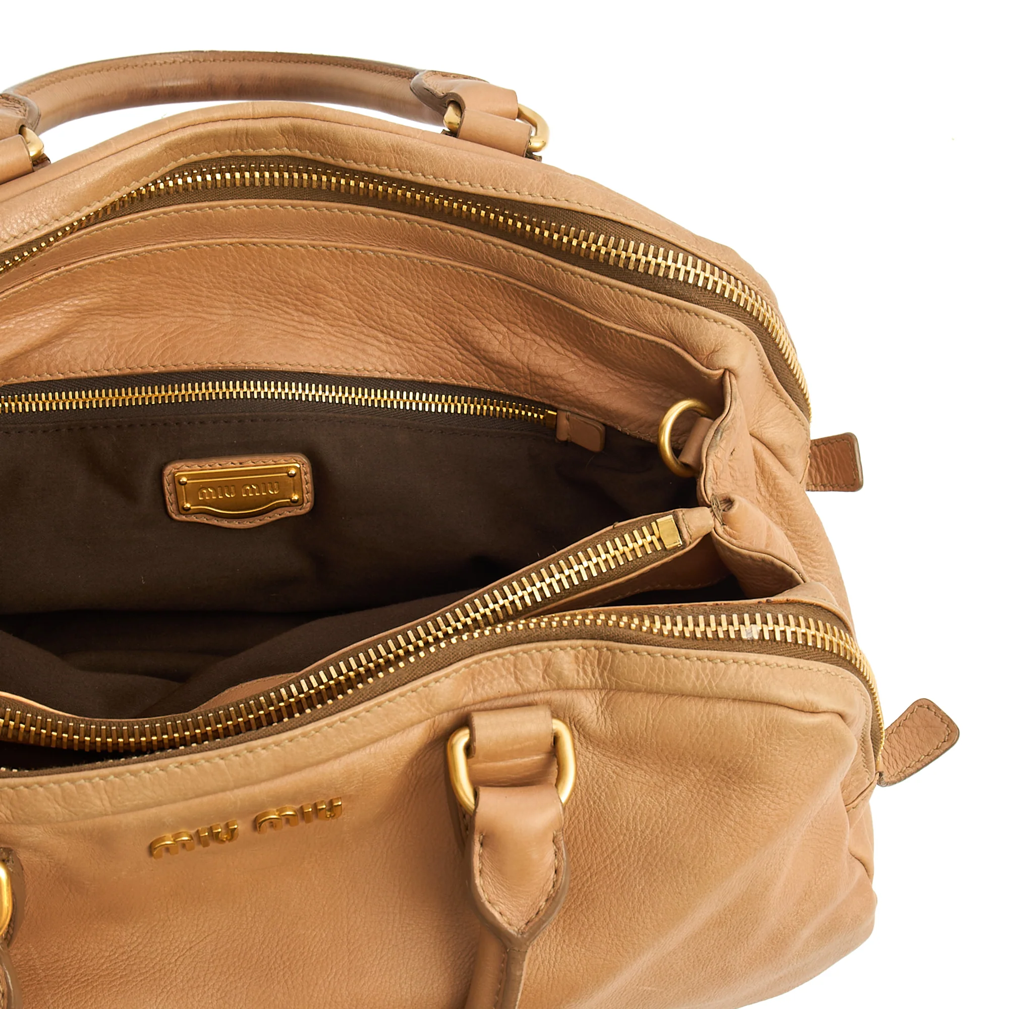 Picture of Miu Miu Tote Tote in Neutral, Leather