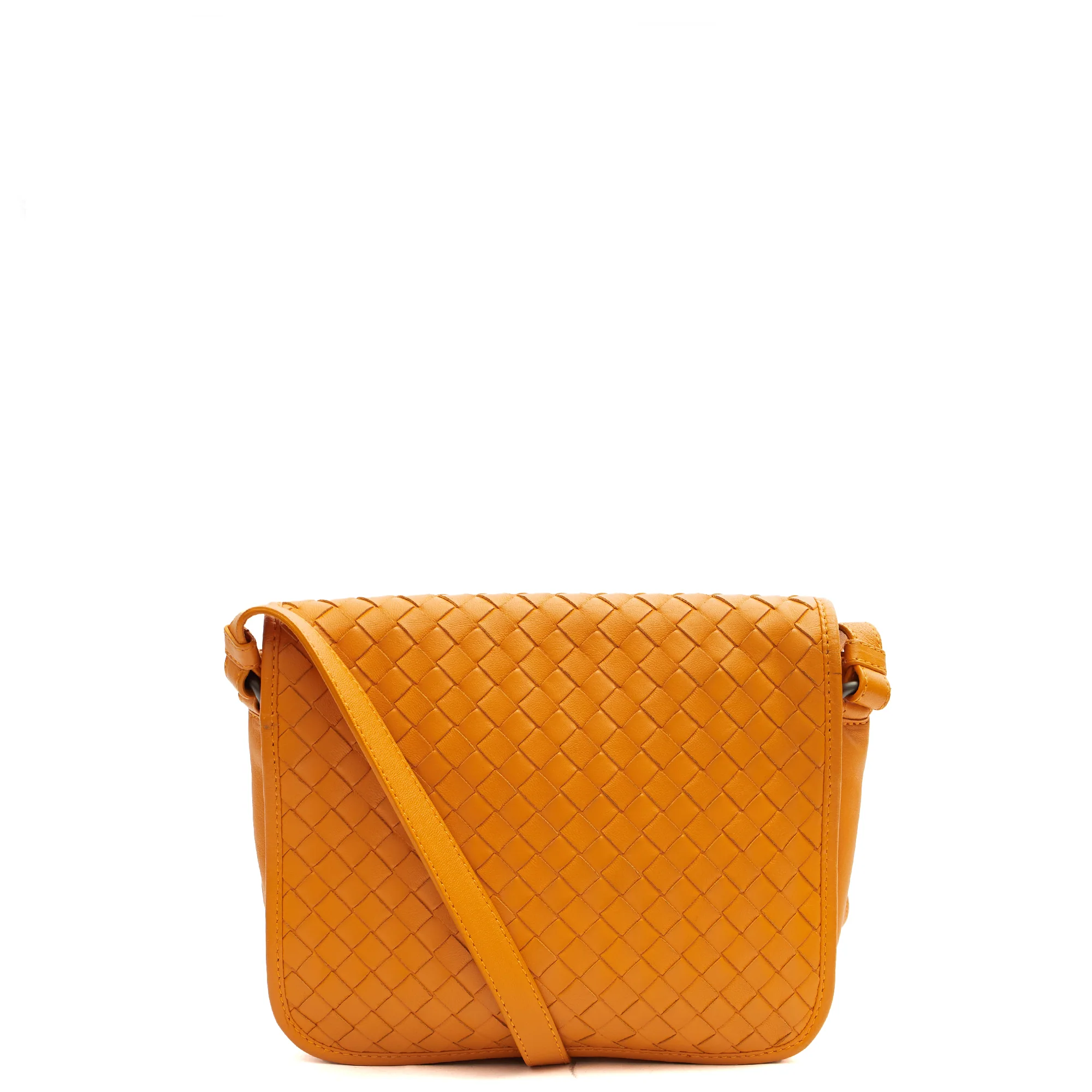 Picture of Bottega Veneta Shoulder Bag Intrecciato Flap Shoulder Bag in Orange, Intrecciato Nappa