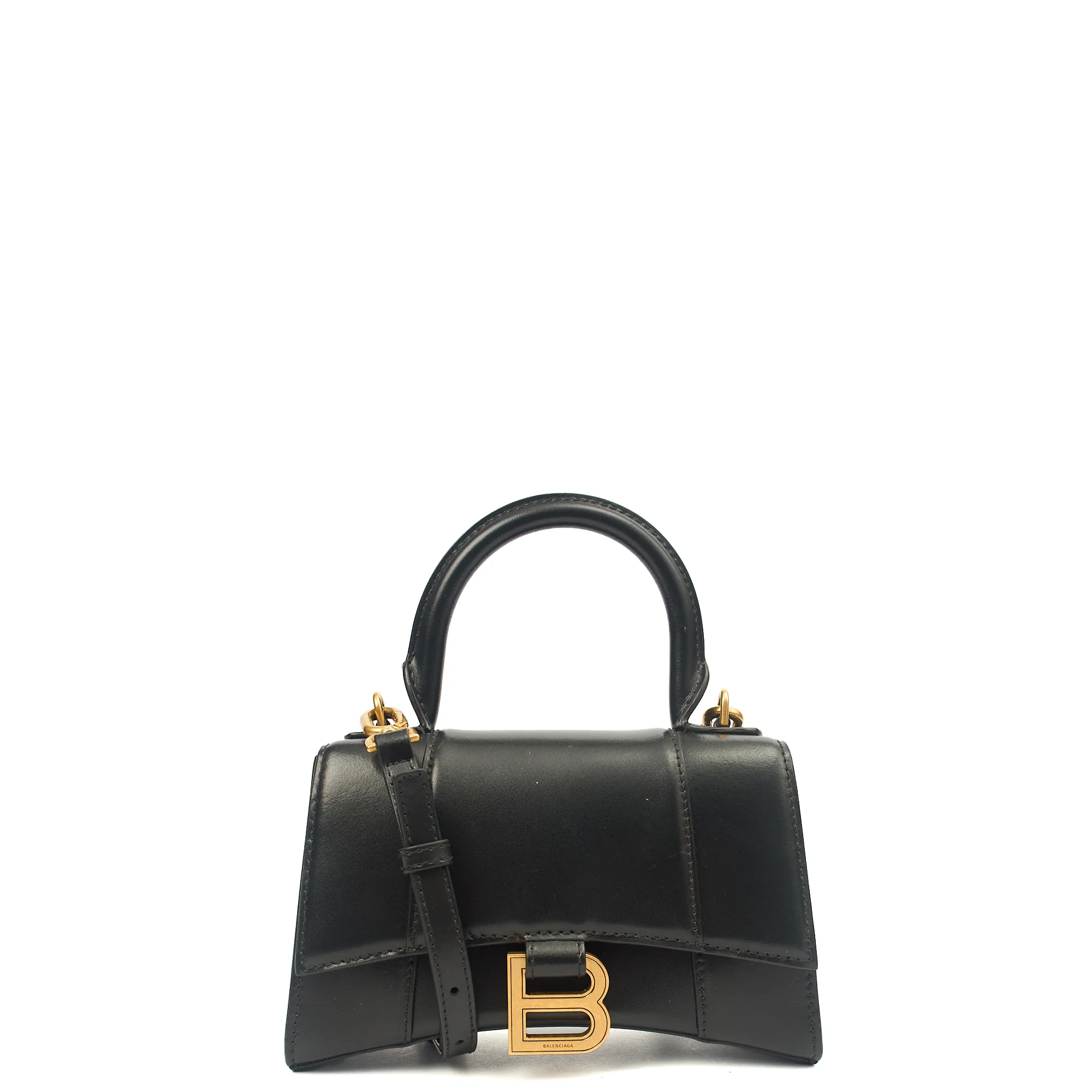 Picture of Balenciaga Cross Body Hourglass Top Handle XS in Black, Leather