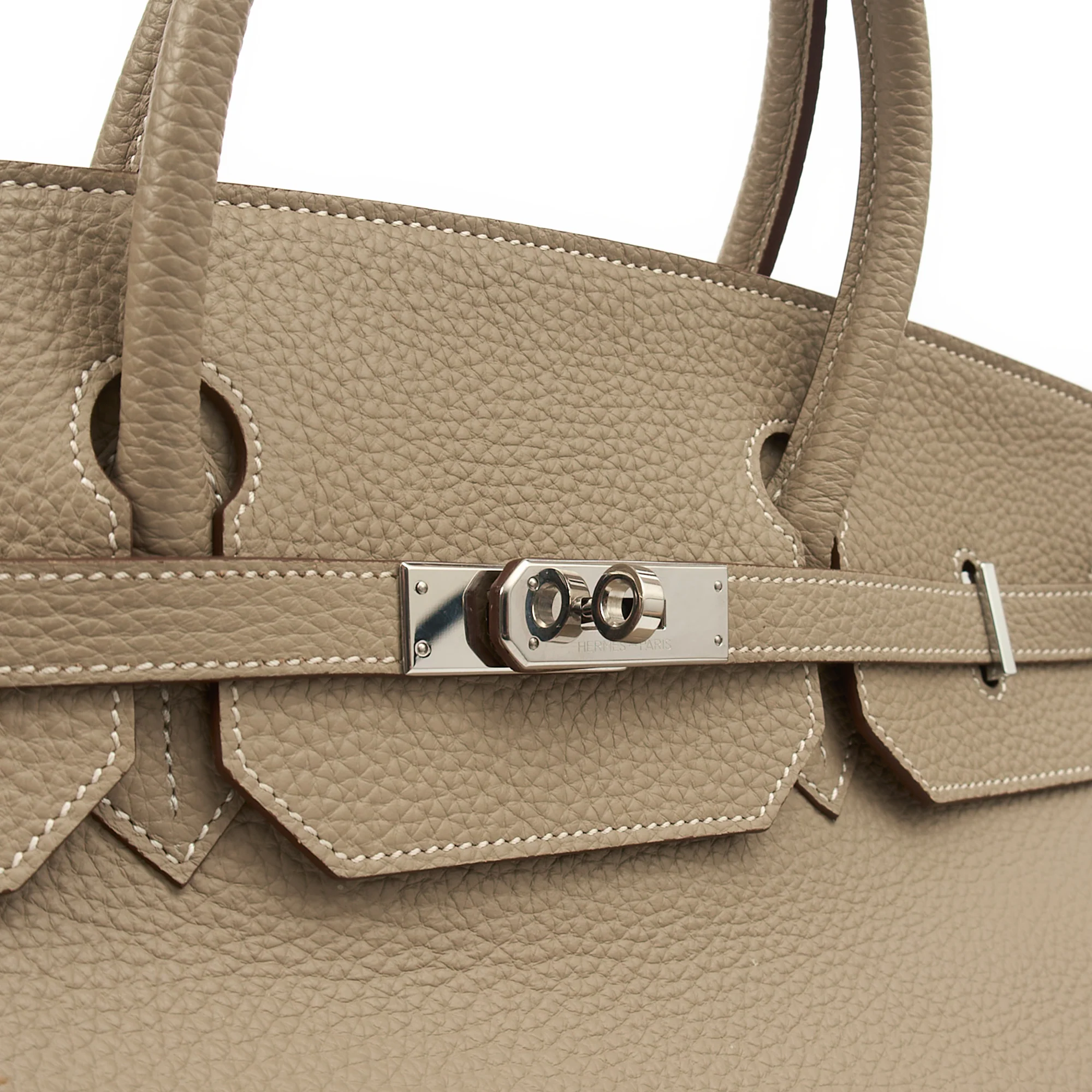 Picture of Hermes Tote Birkin 40 in Gris Tourterelle, Clemence Leather