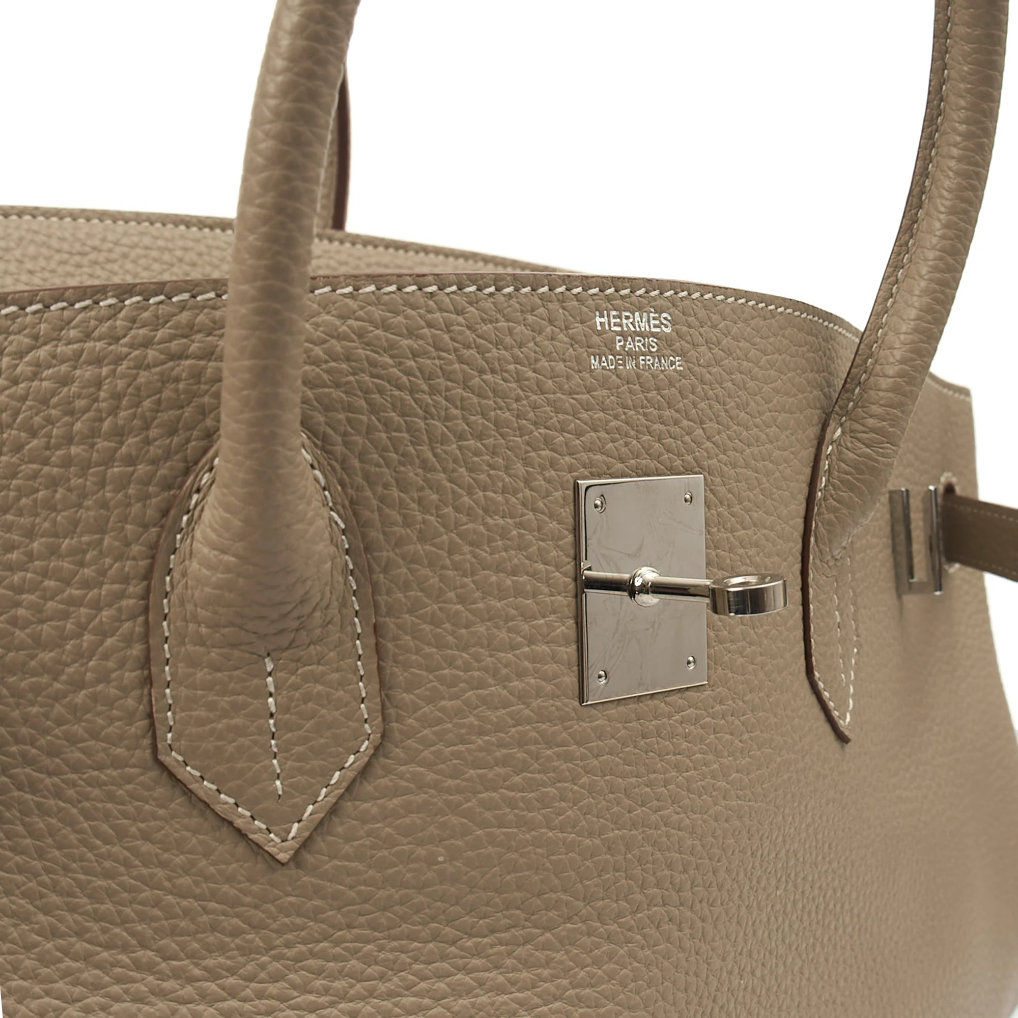 Picture of Hermes Tote Birkin 40 in Gris Tourterelle, Clemence Leather