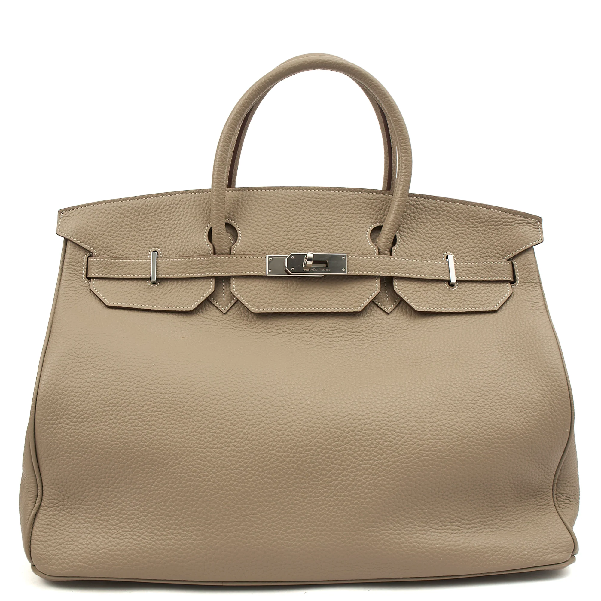Picture of Hermes Tote Birkin 40 in Gris Tourterelle, Clemence Leather