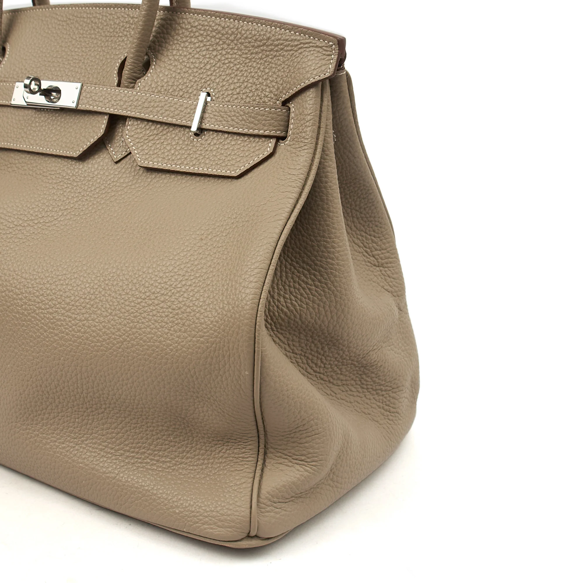 Picture of Hermes Tote Birkin 40 in Gris Tourterelle, Clemence Leather