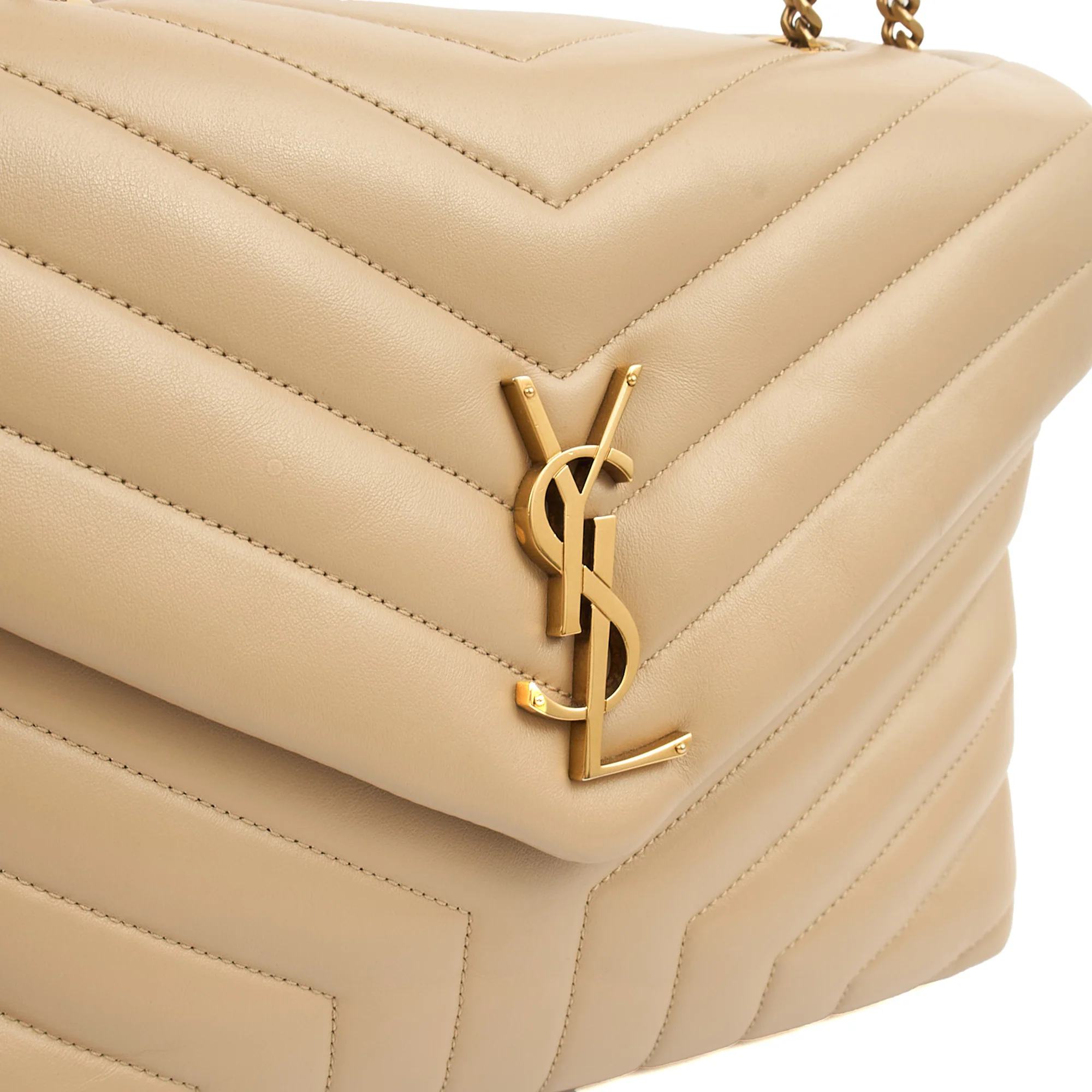 Picture of Saint Laurent Shoulder Bag Lou Lou - Medium in Cream, Calfskin Leather