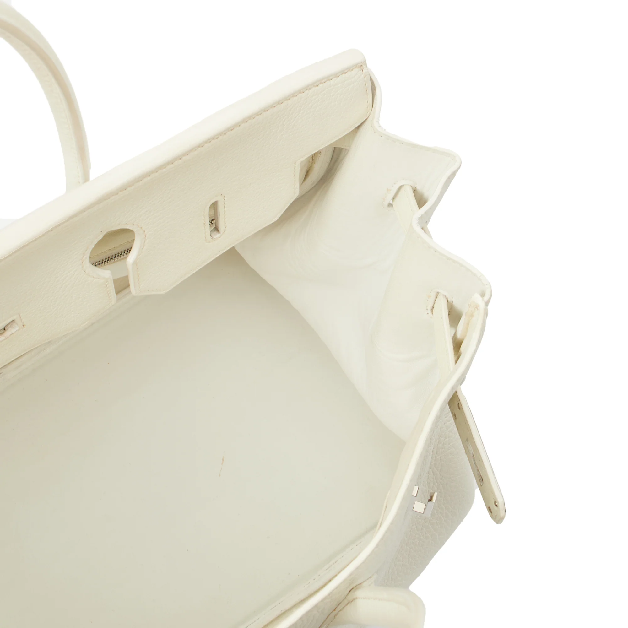 Picture of Hermes Top Handle Birkin 35 in White, Clemence Leather