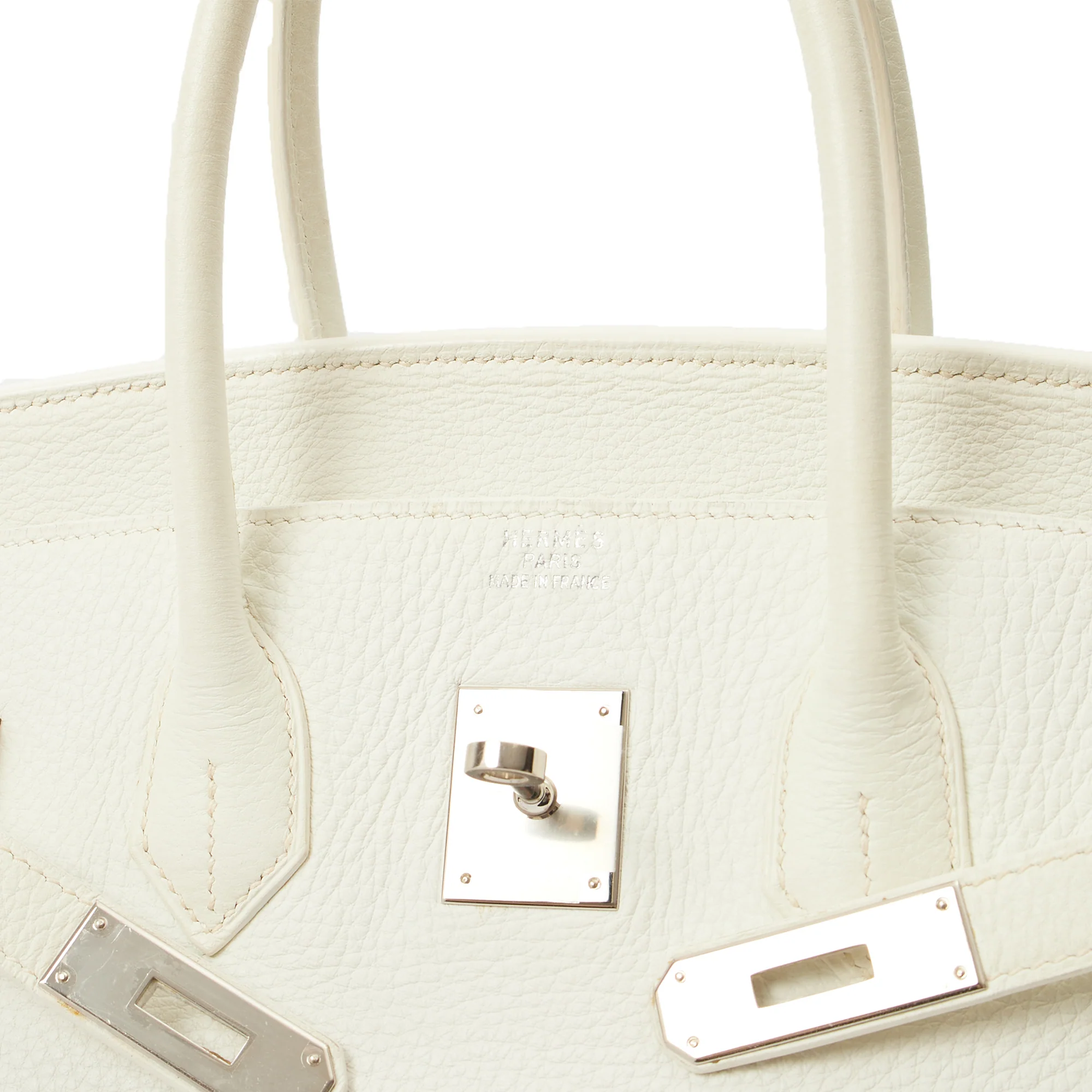 Picture of Hermes Top Handle Birkin 35 in White, Clemence Leather